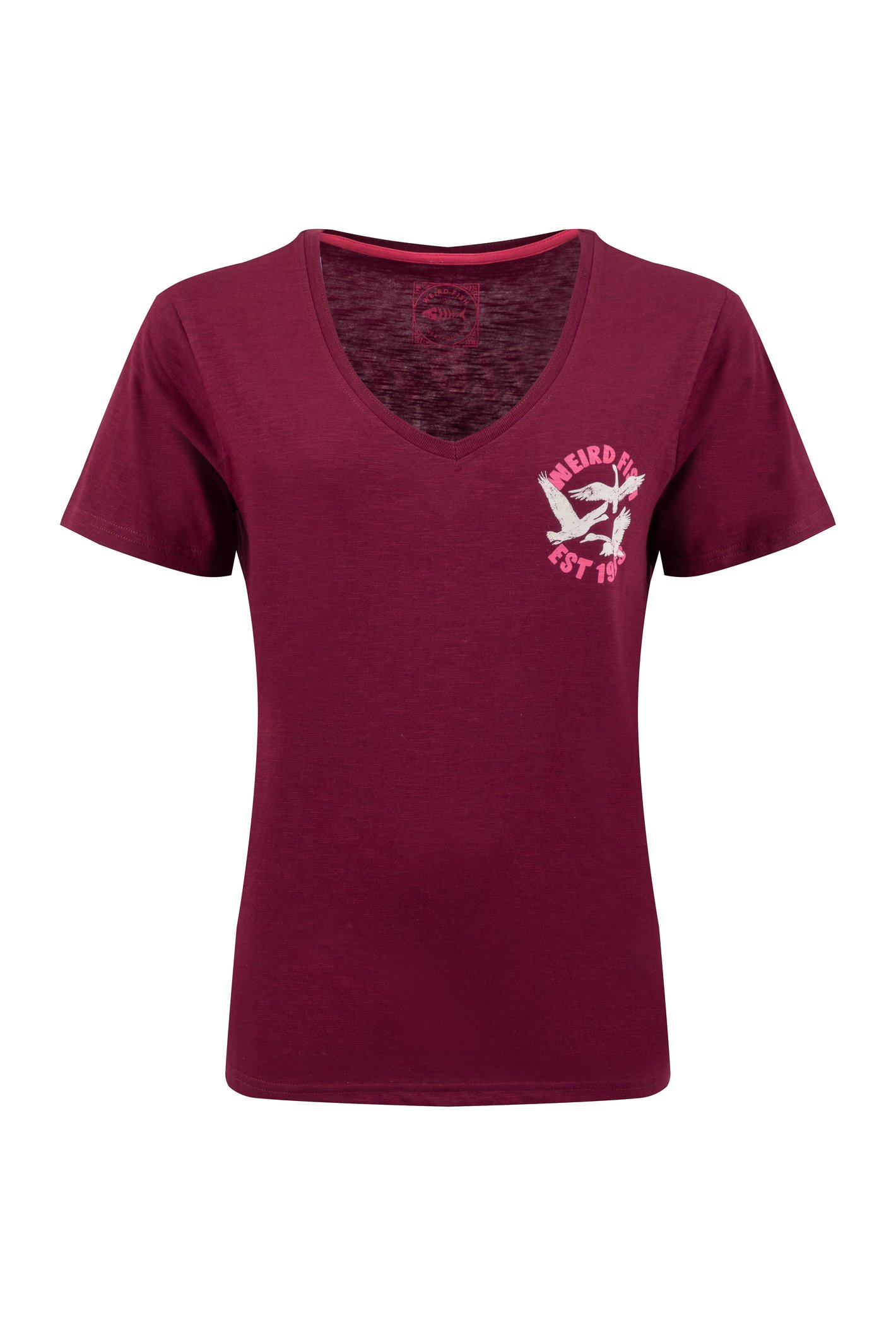 Weird Fish Weird Fish Elswyth Back Print Cotton Graphic T-Shirt Red Grape