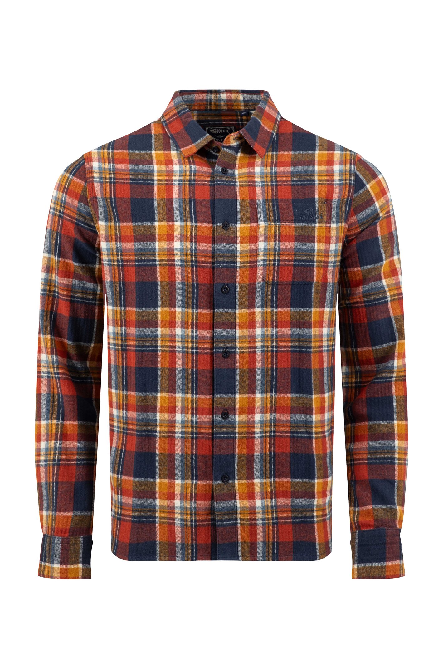 Weird Fish Broxton Long Sleeve Herringbone Check Shirt Dark Navy Size 2XL