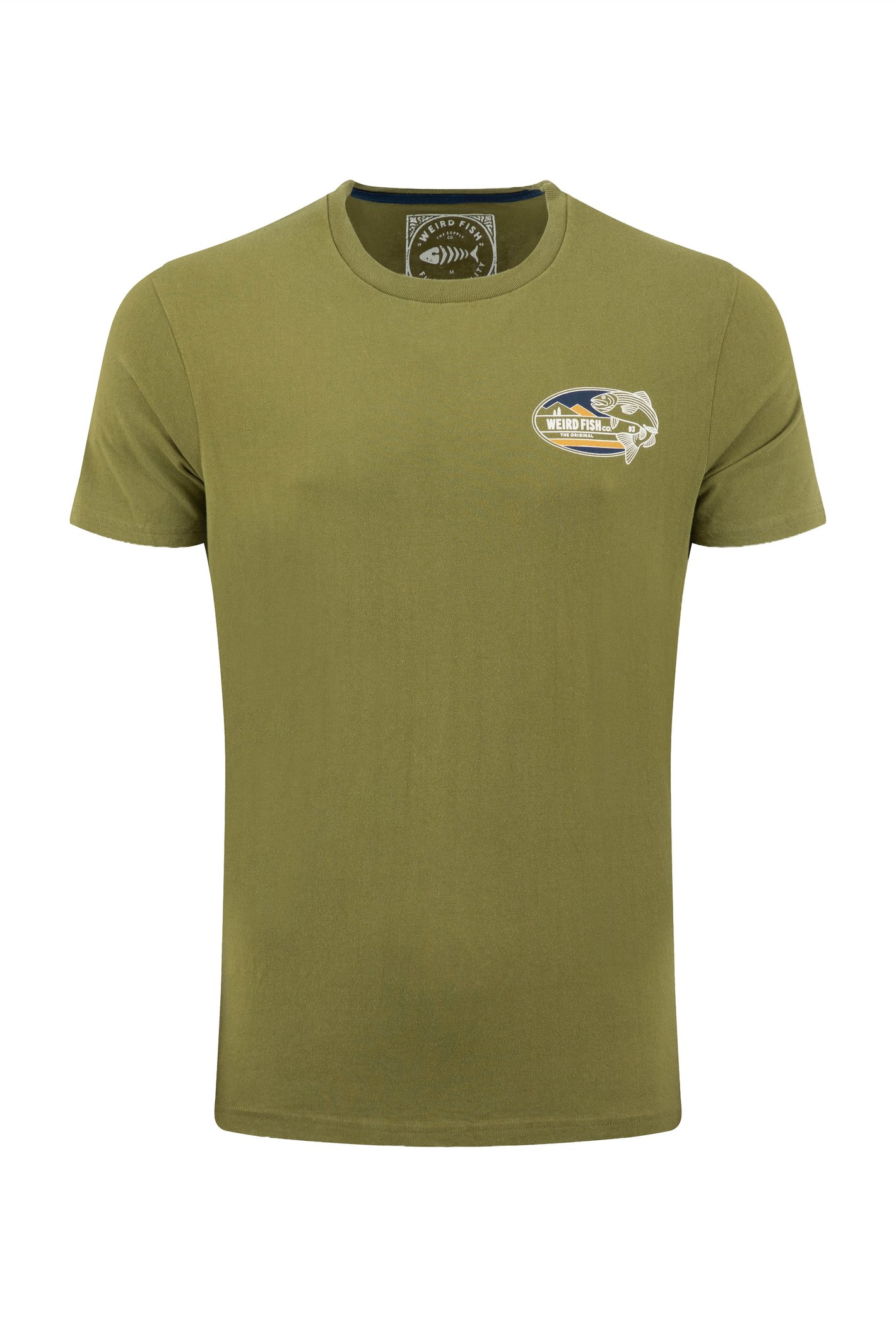 Weird Fish Coarse Fishing Back Print Graphic T-Shirt Olive Moss Size M