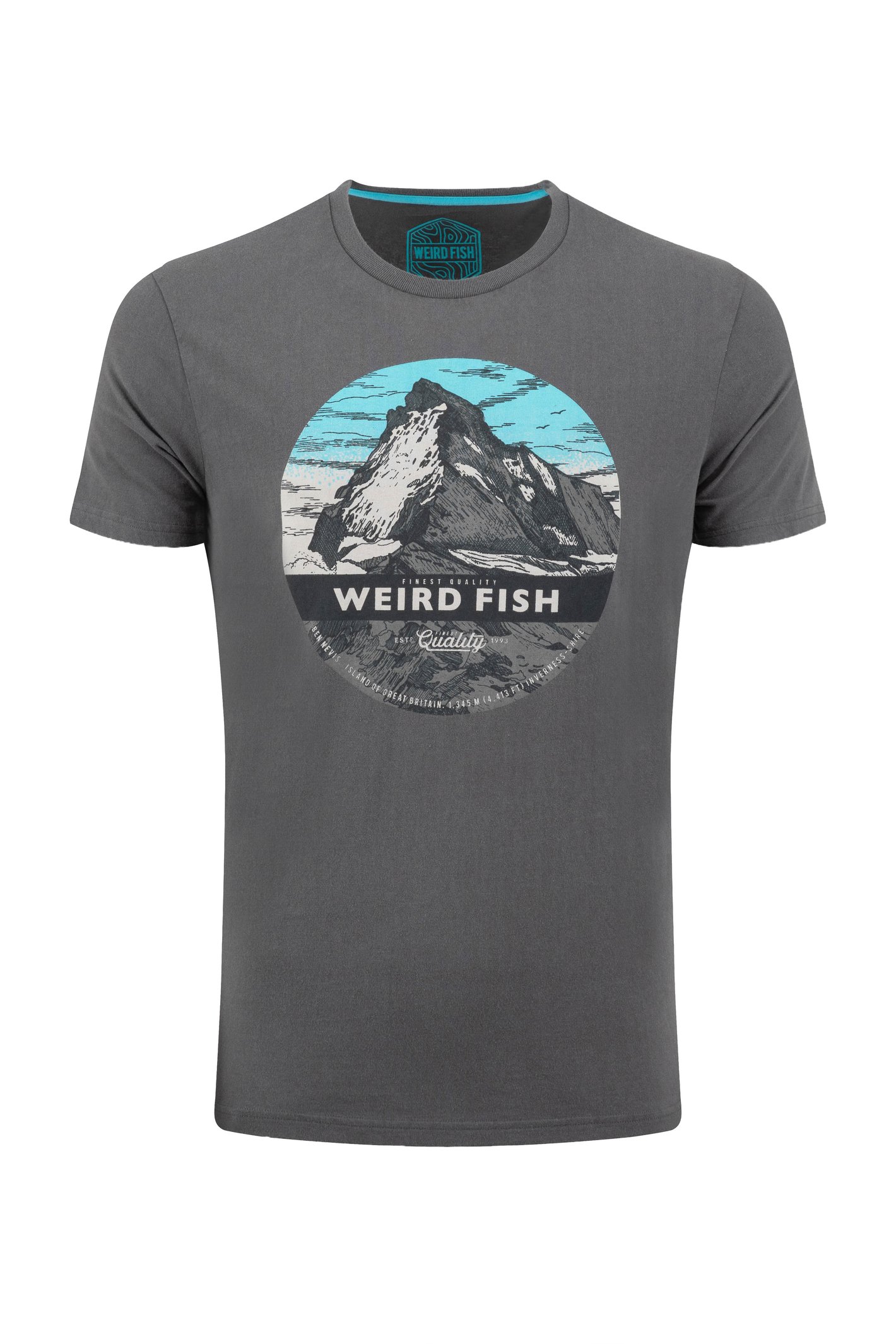 Weird Fish Mountain Top Front Print Graphic T-Shirt Iron Stone Size 2XL