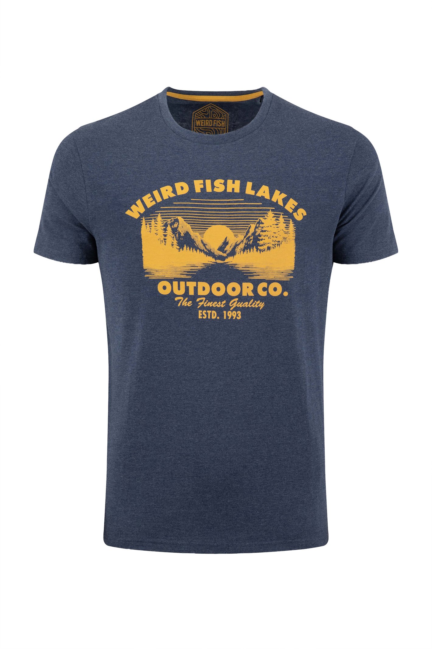 Weird Fish Lakes Front Print Graphic T-Shirt Dark Blue Size M