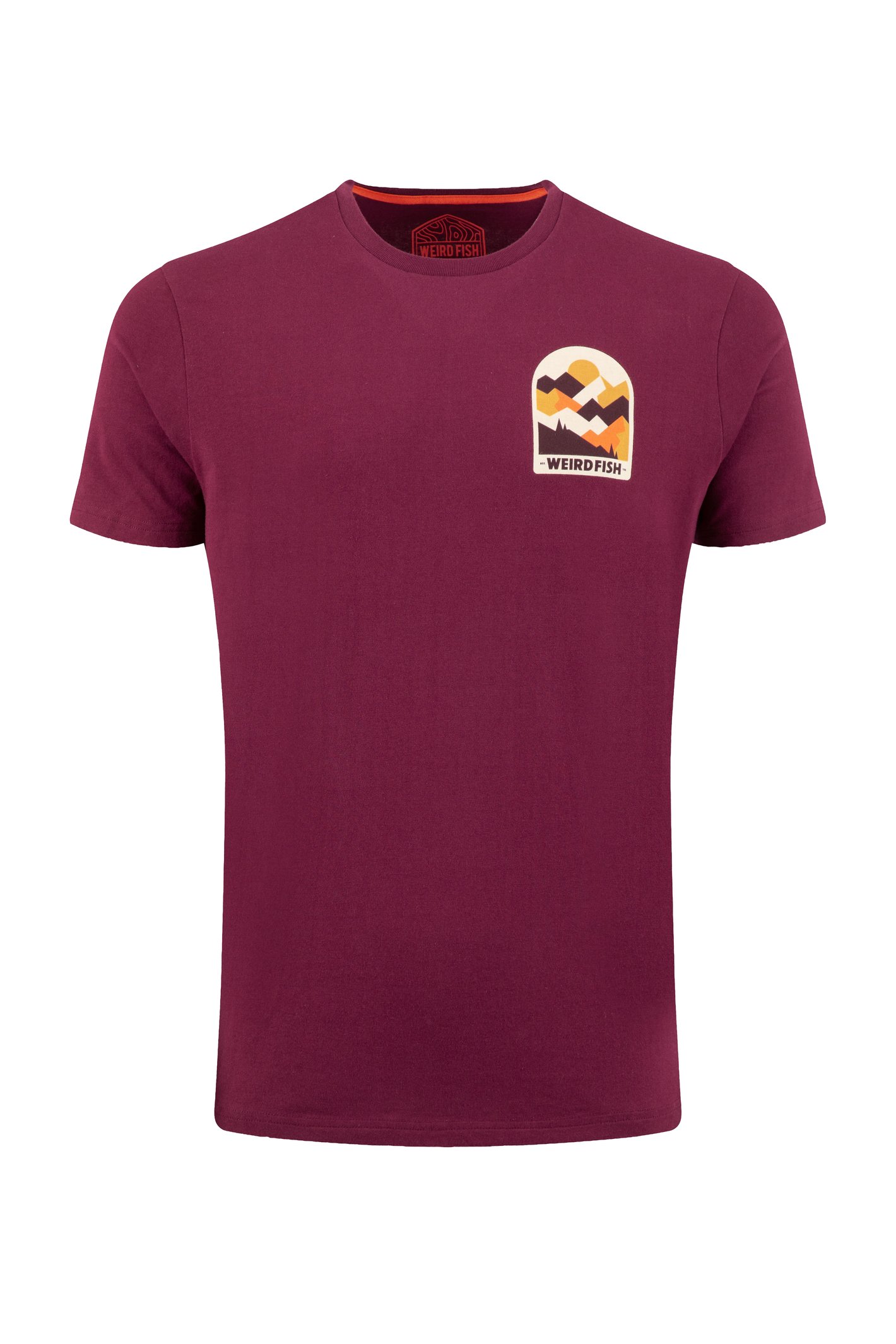 Weird Fish Geo Mountains Back Print Graphic T-Shirt Red Grape Size M