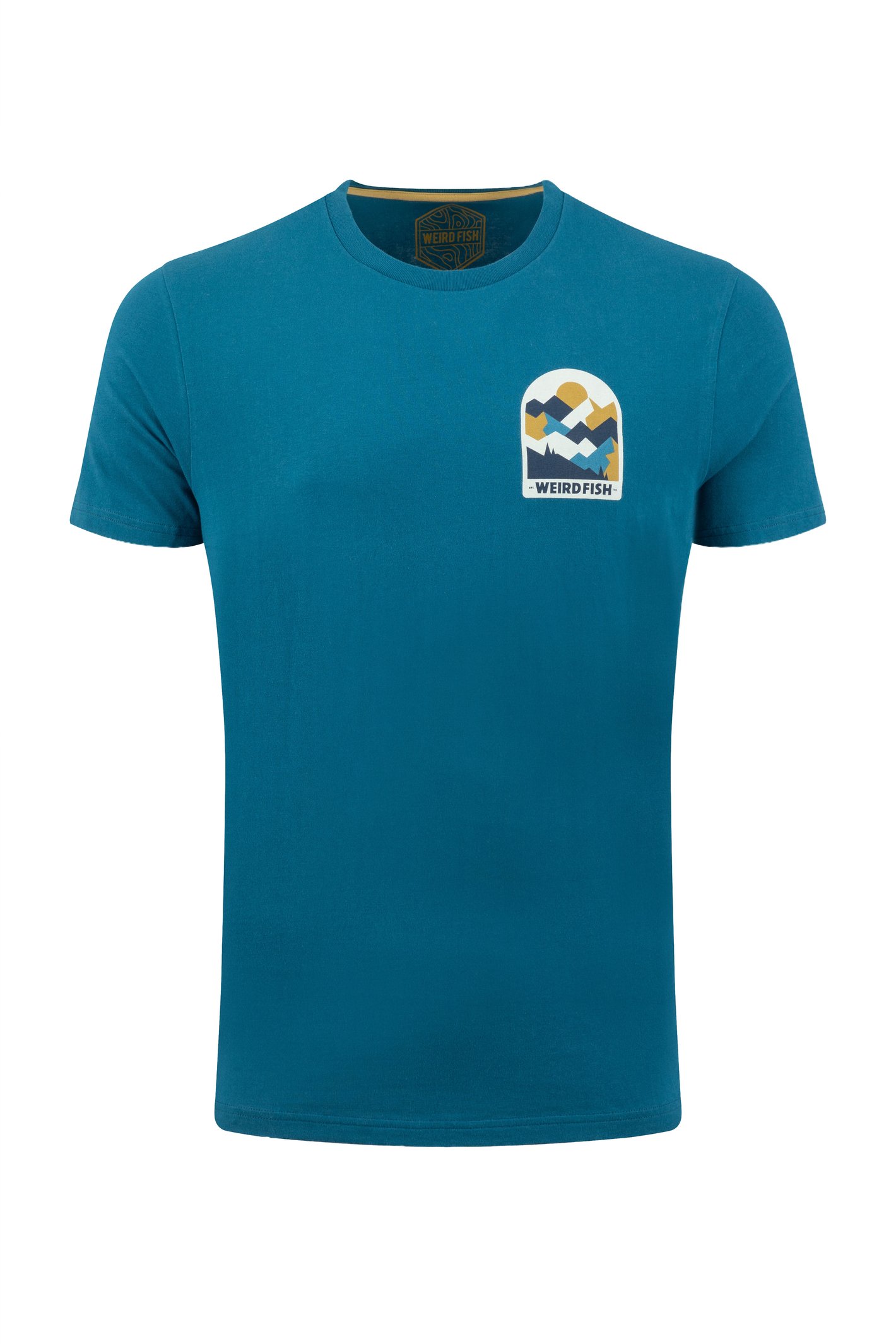 Weird Fish Geo Mountains Back Print Graphic T-Shirt Sea Blue Size M