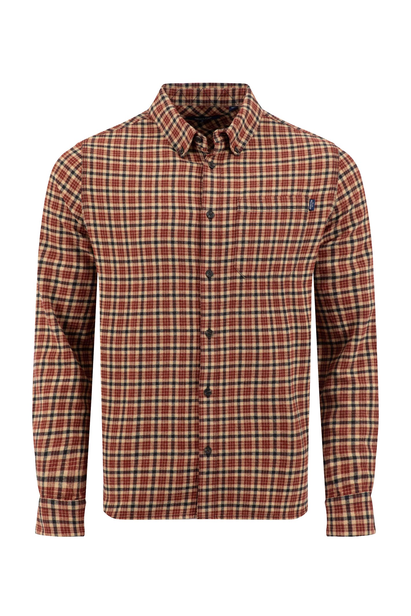 Weird Fish Baskerville Houndstooth Flannel Shirt Burnt Henna Size 2XL