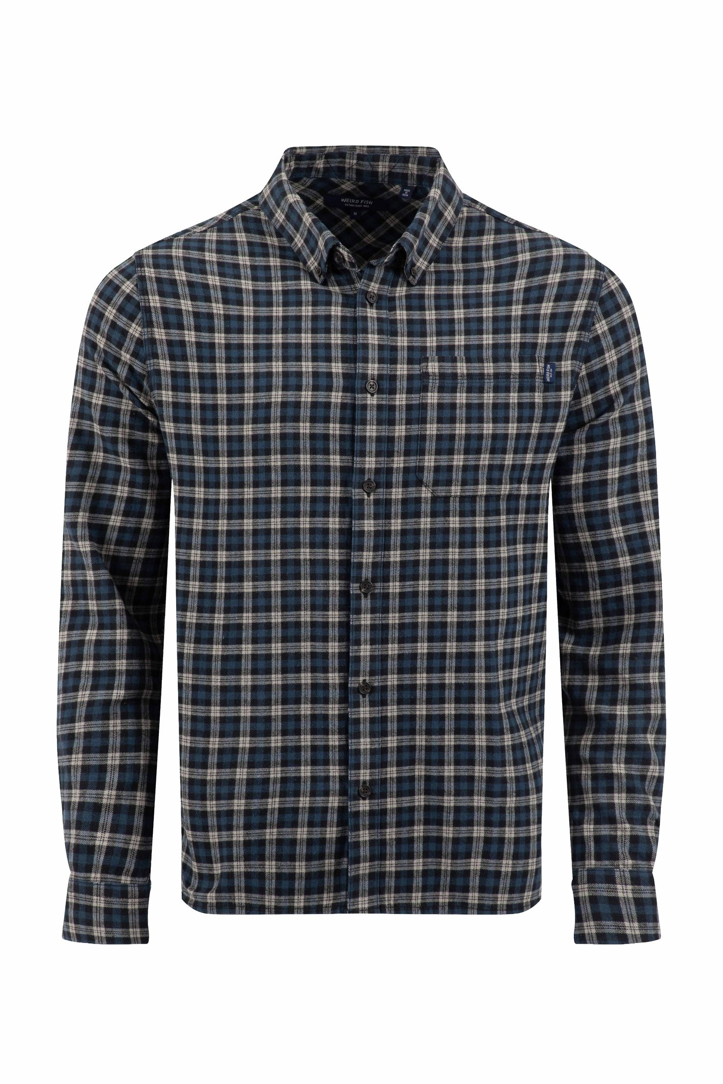 Weird Fish Baskerville Houndstooth Flannel Shirt Ensign Blue Size 5XL