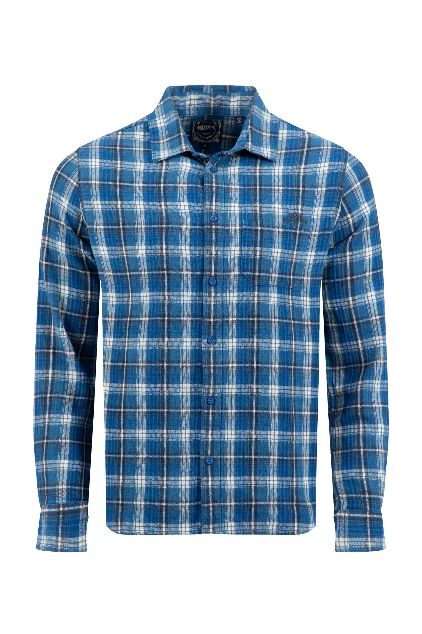 Weird Fish Weird Fish Broxton Long Sleeve Herringbone Check Shirt Royal Blue