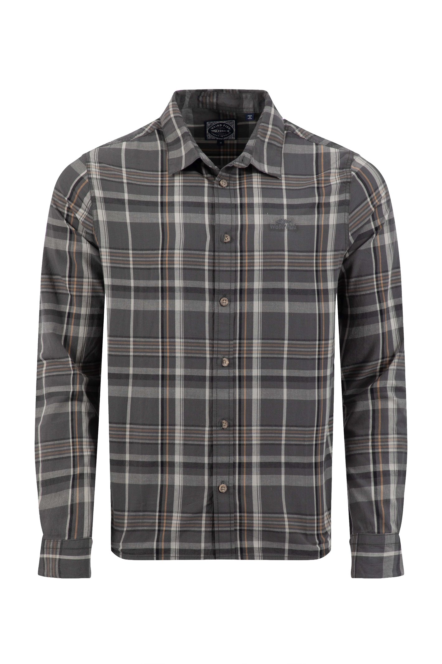 Weird Fish Lando Long Sleeve Check Shirt Iron Stone Size XL