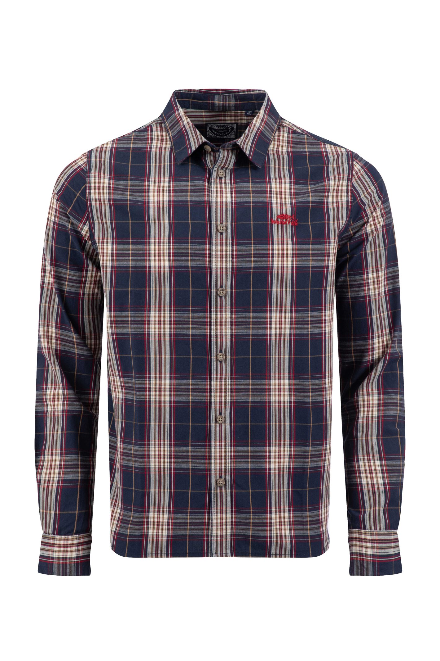 Weird Fish Lando Long Sleeve Check Shirt Night Blue Size 3XL