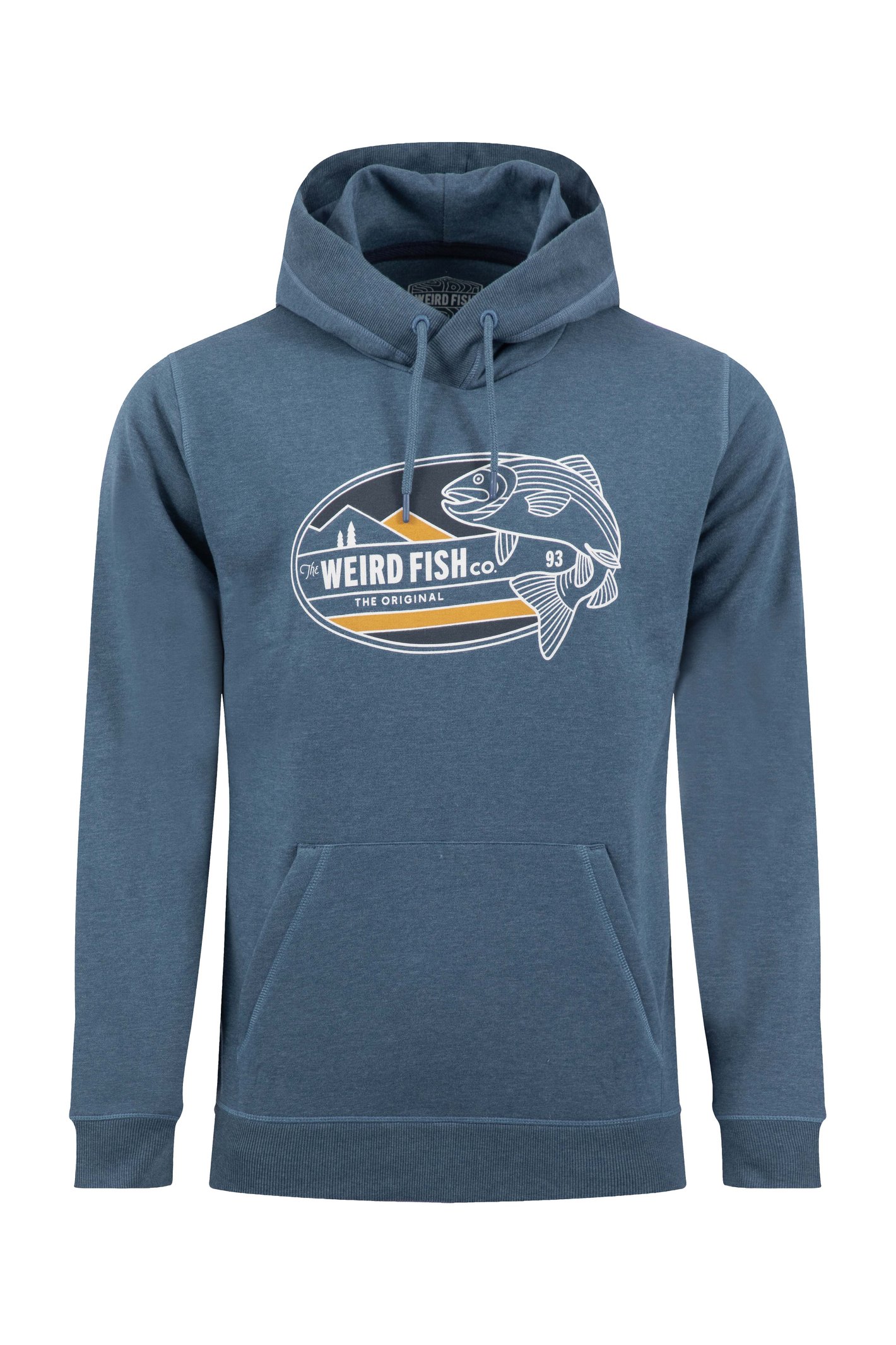 Weird Fish Wills Front Print Graphic Popover Hoodie Ash Blue Size 2XL
