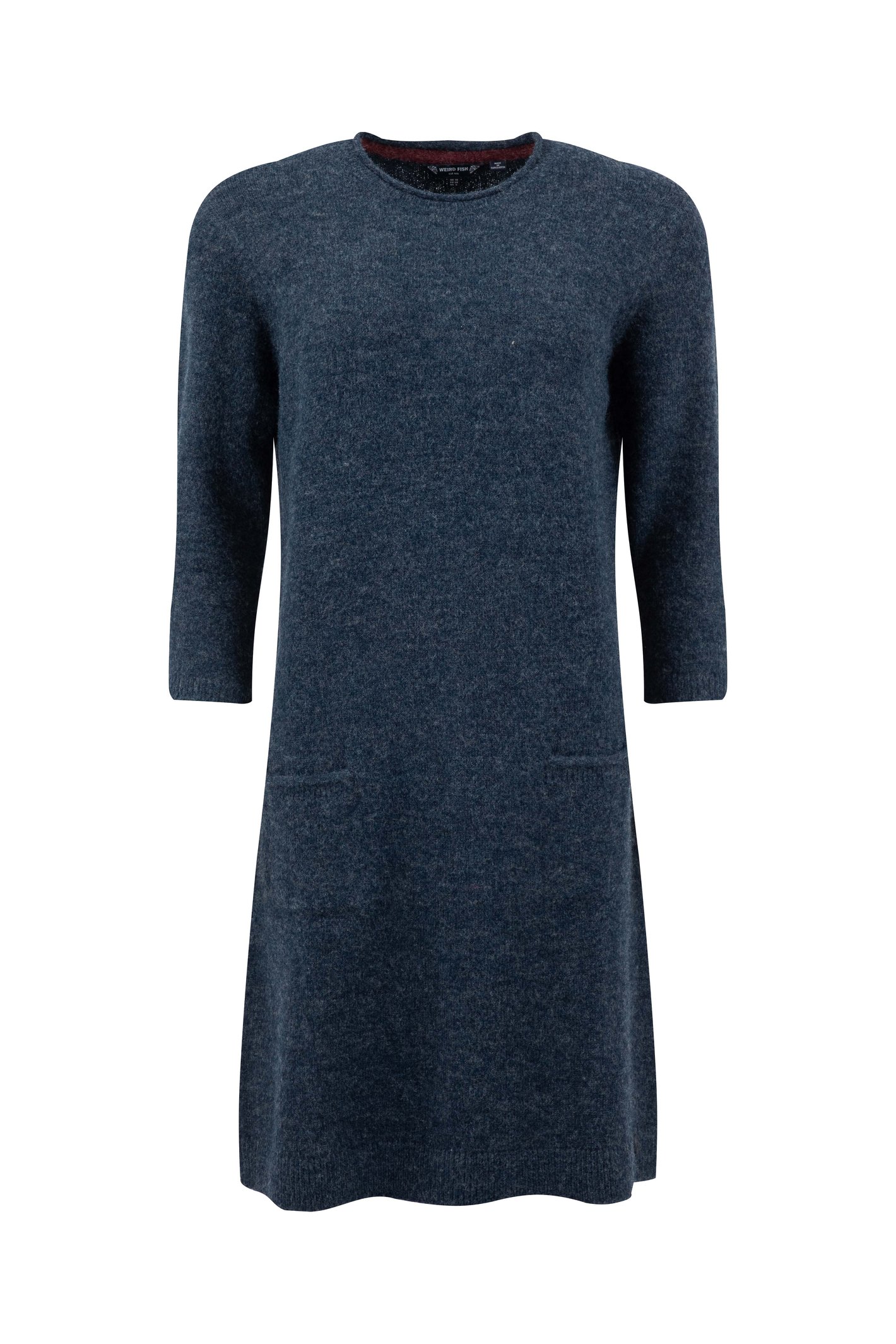 Weird Fish Astra Knitted Dress Navy Size 20
