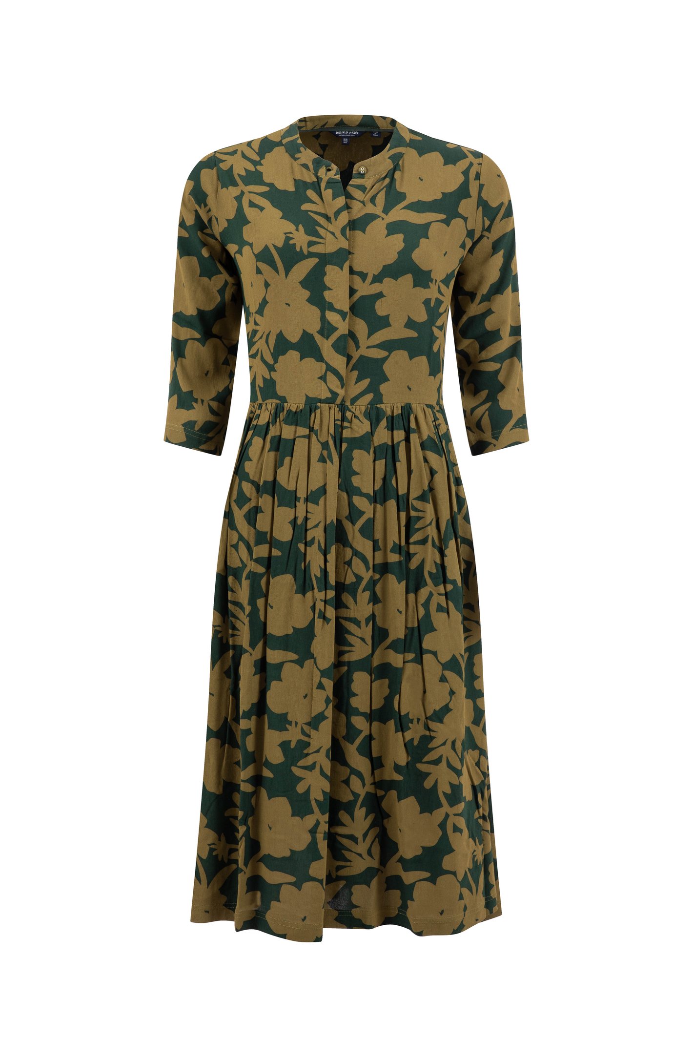 Weird Fish Hellen Printed Crepe Shirt Dress Artichoke Green Size 22