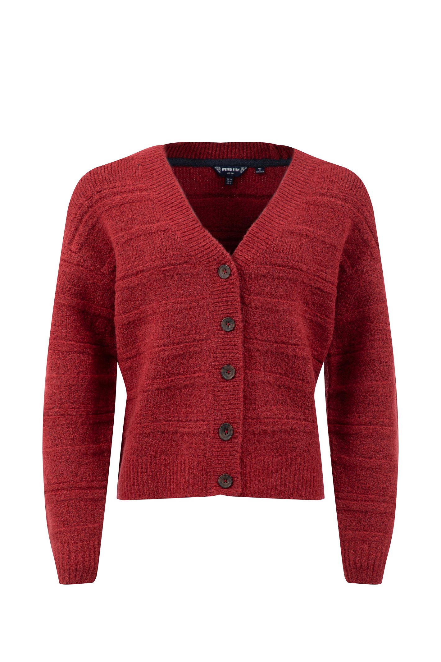 Weird Fish Weird Fish Aramis Textured Striped Stitch Cardigan Rhubarb