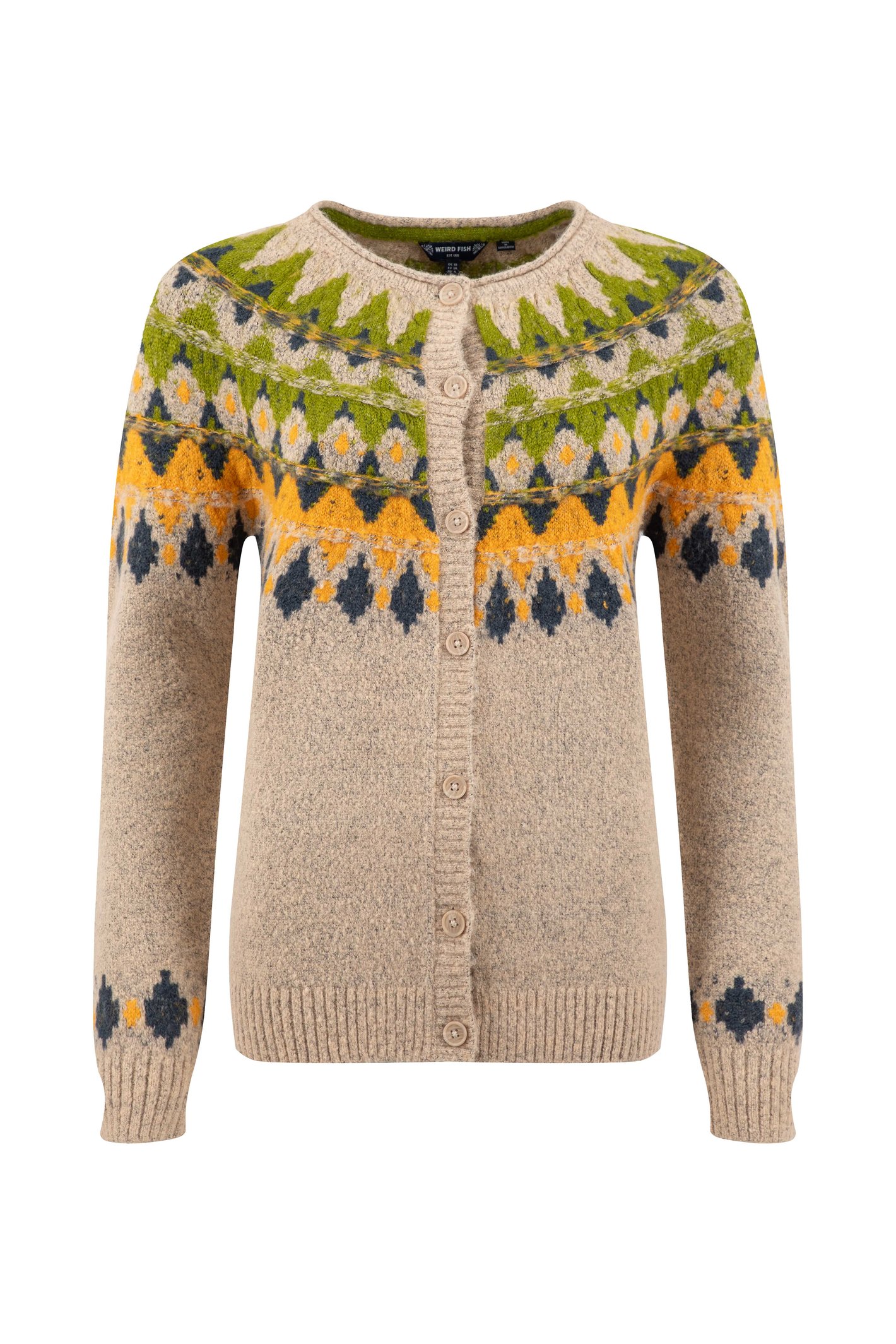 Weird Fish Hatty Fair Isle Cardigan Chalk Size 10