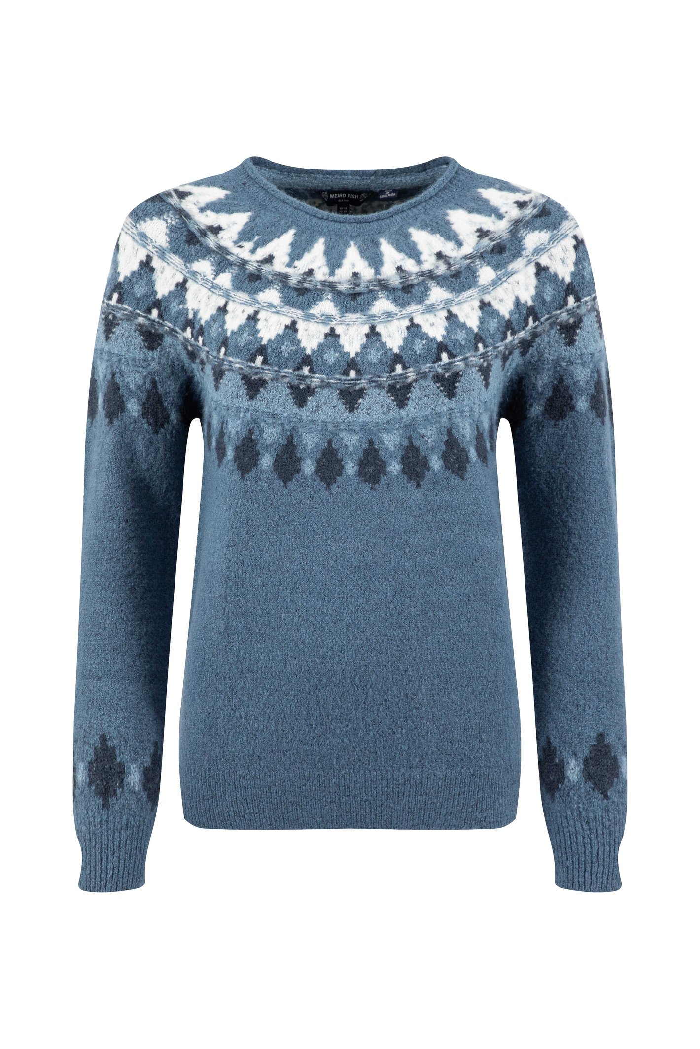 Weird Fish Lowell Fair Isle Jumper Ash Blue Size 12