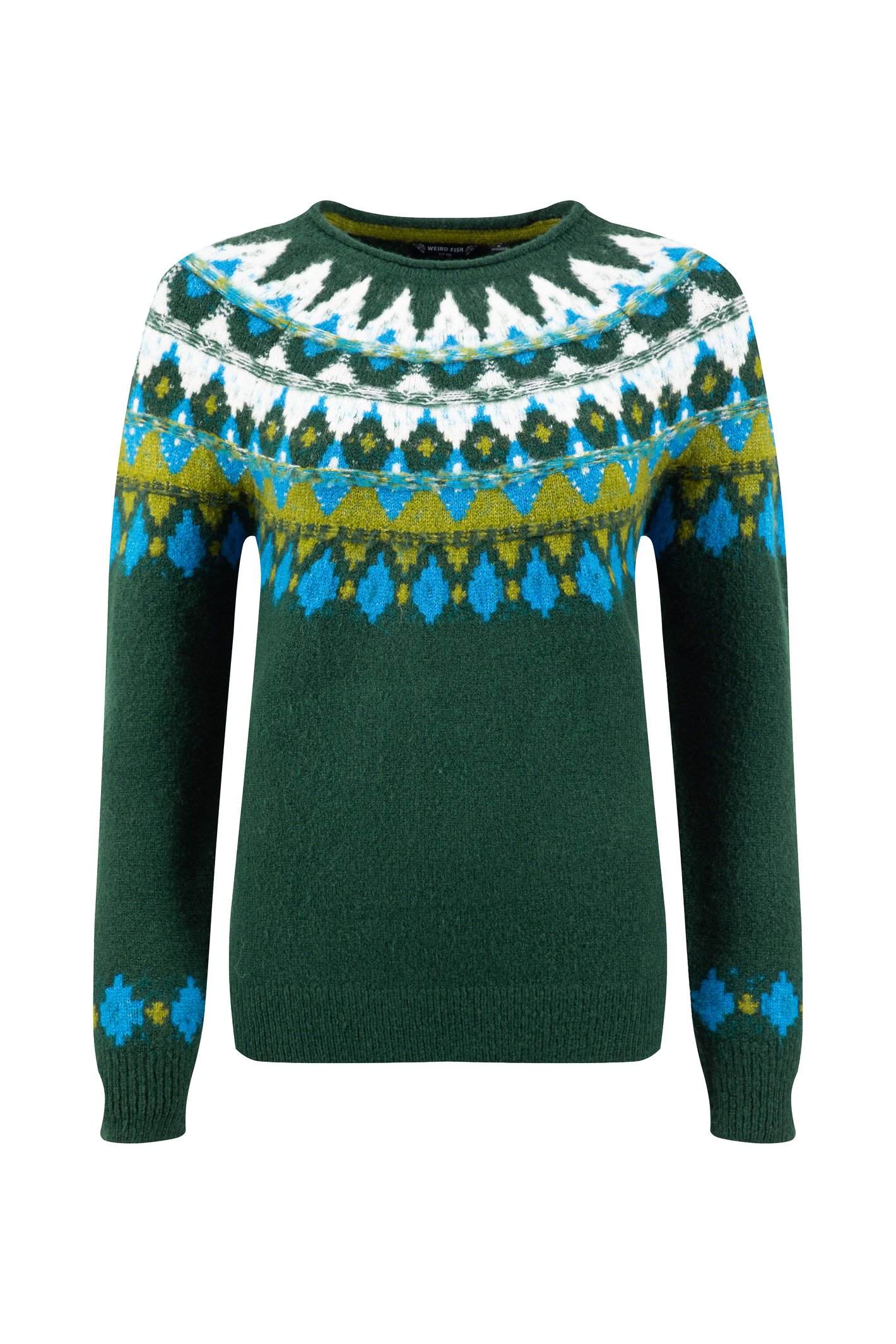 Weird Fish Lowell Fair Isle Jumper Bottle Green Size 10