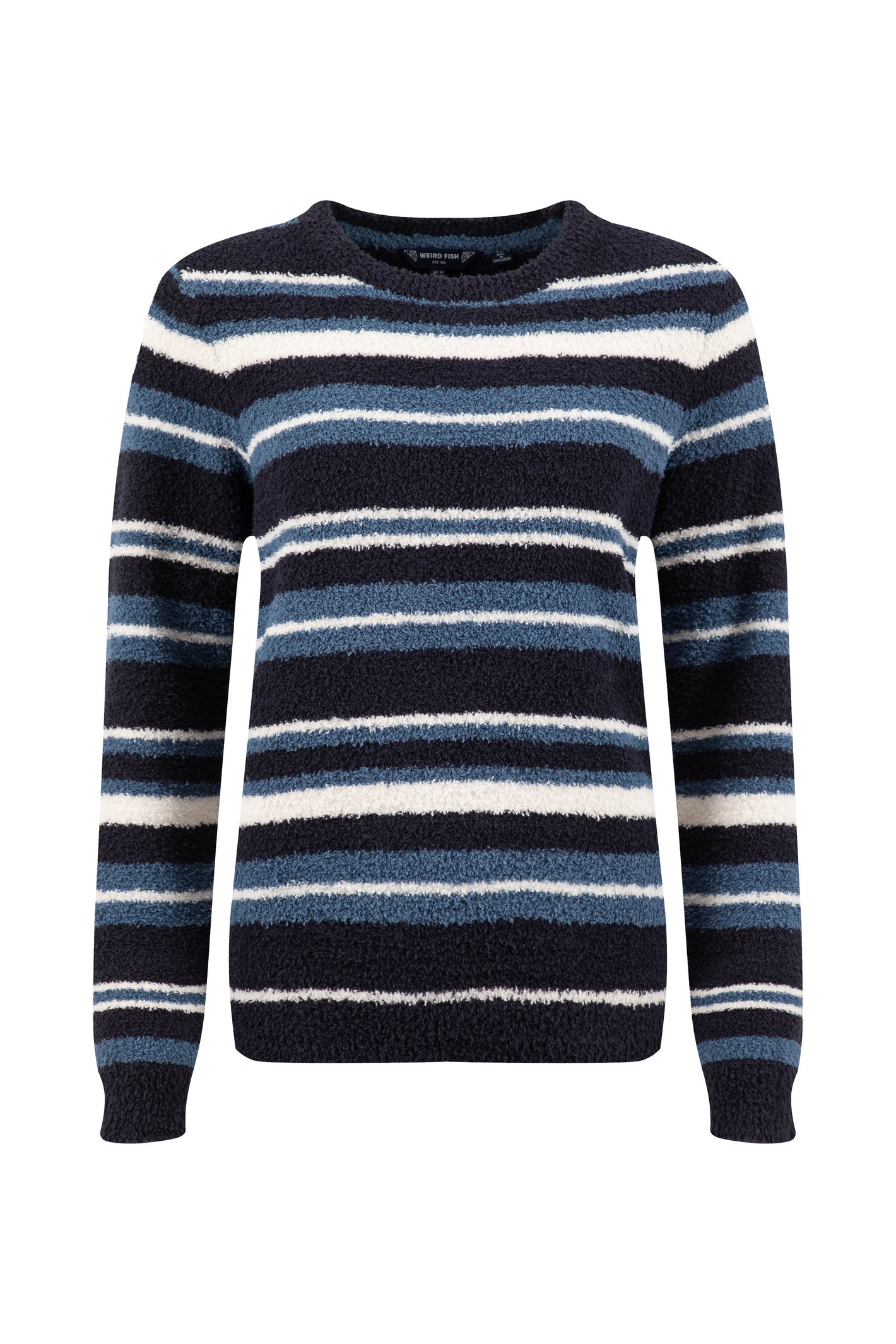 Weird Fish Wanda Cosy Knit Stripe Jumper Ash Blue Size 12