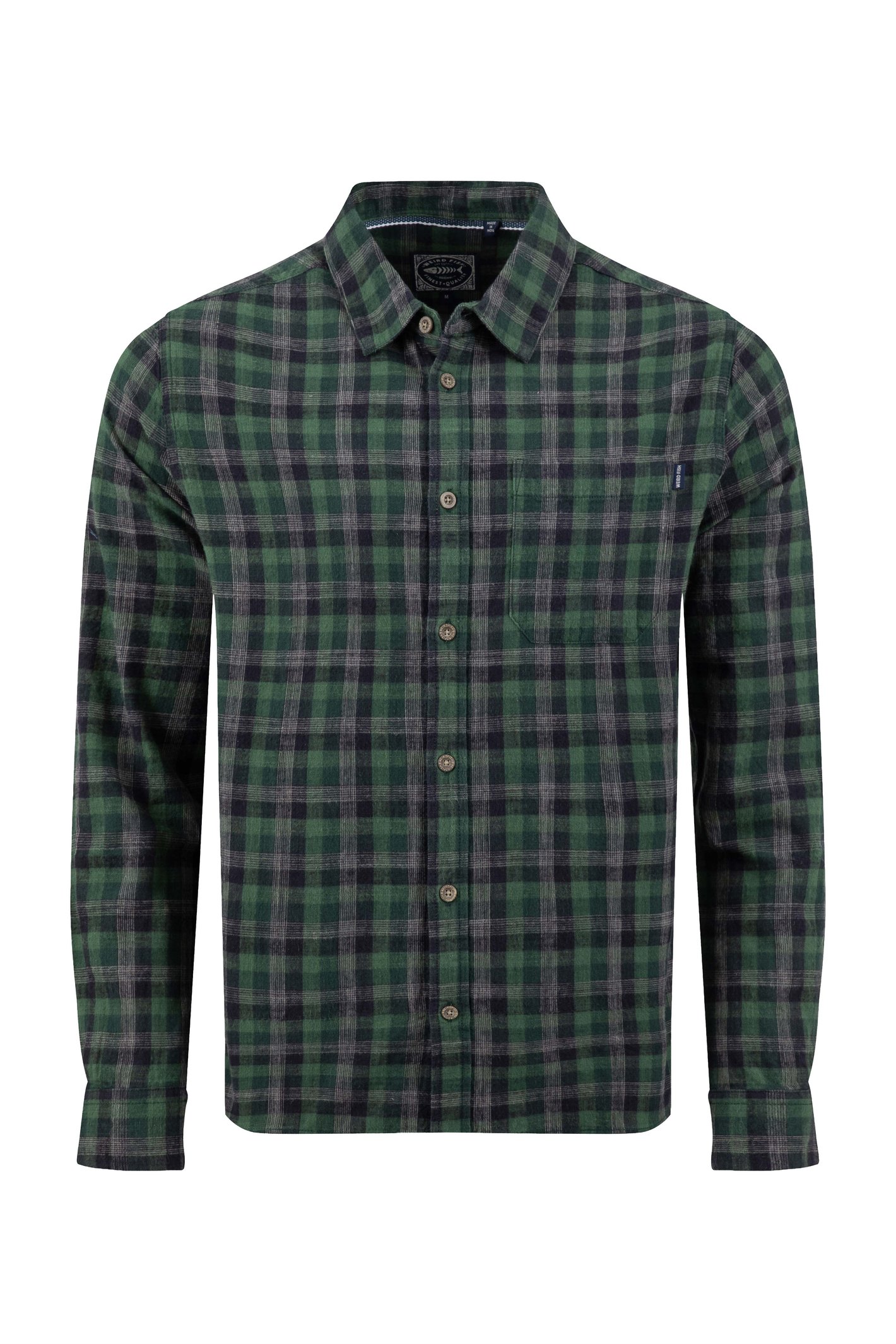 Weird Fish Sode Long Sleeve Check Shirt Dark Green Size 5XL