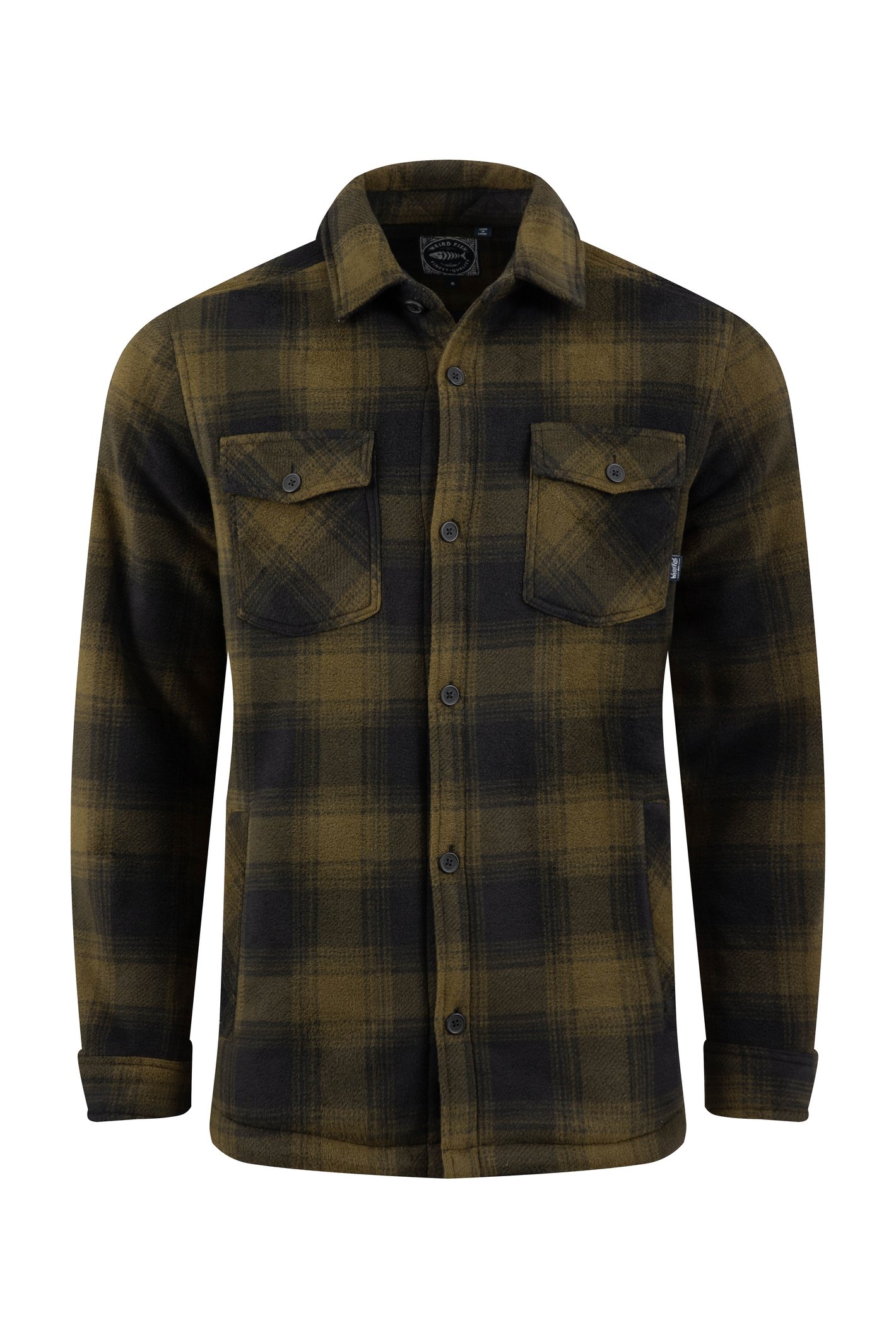 Weird Fish Tyburn Check Fleece Shacket Olive Moss Size L