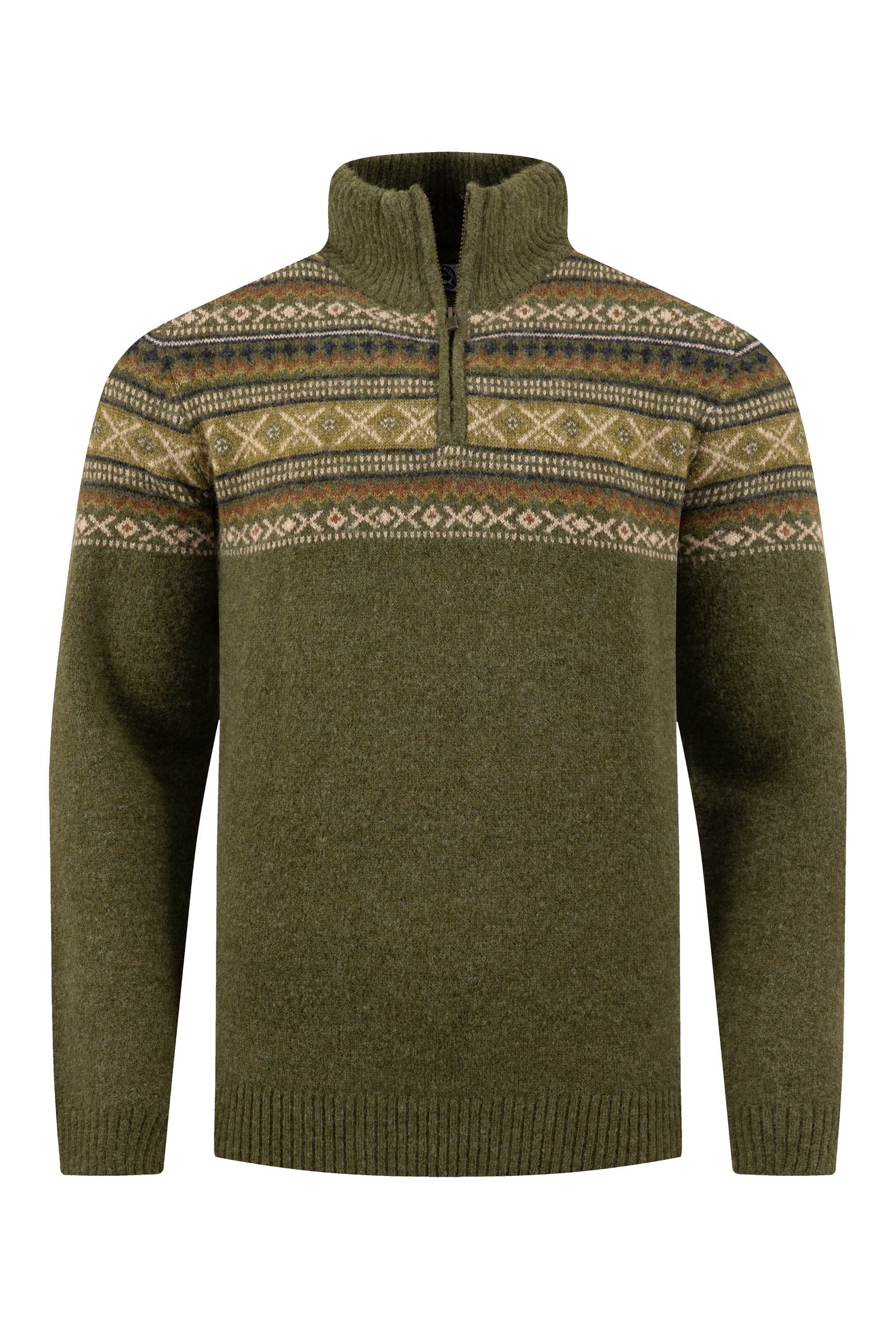 Weird Fish Larner 1/4 Zip Fair Isle Jumper Winter Green Size S