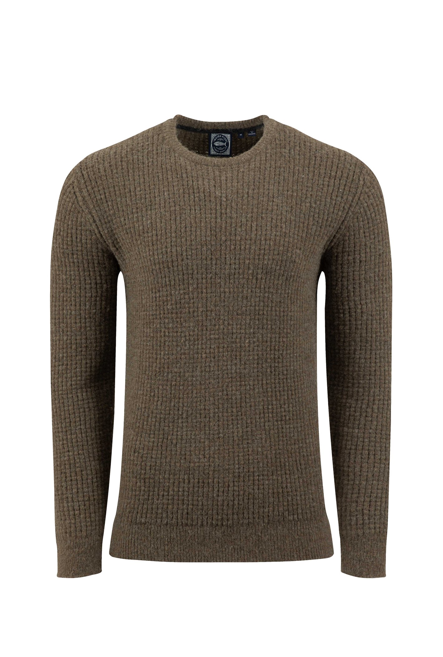 Weird Fish Lunan Square Knit Crew Neck Jumper Coffee Size 4XL