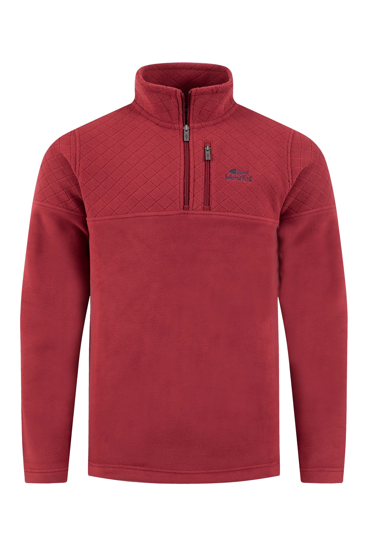 Weird Fish Oakmont 1/4 Zip Textured Fleece Barn Red Size L