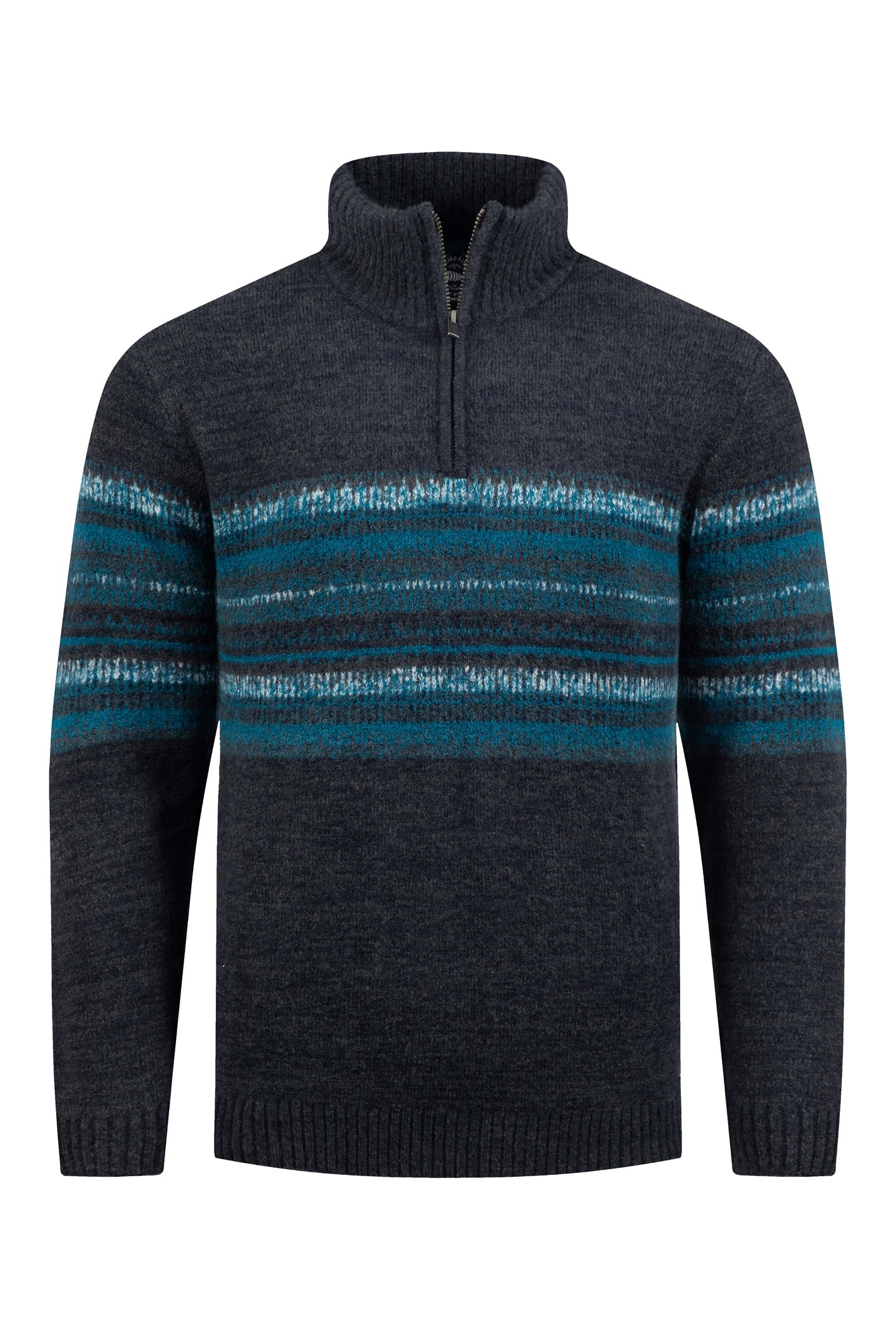 Weird Fish Bertie Fair Isle 1/4 Zip Jumper Navy Size 3XL