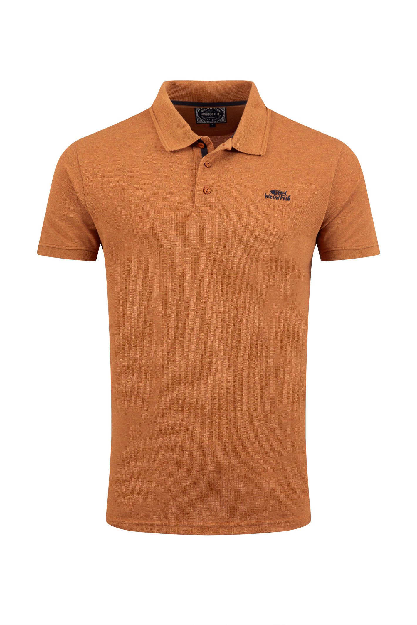 Weird Fish Bobby Melange Pique Polo Shirt Terracotta Size 2XL