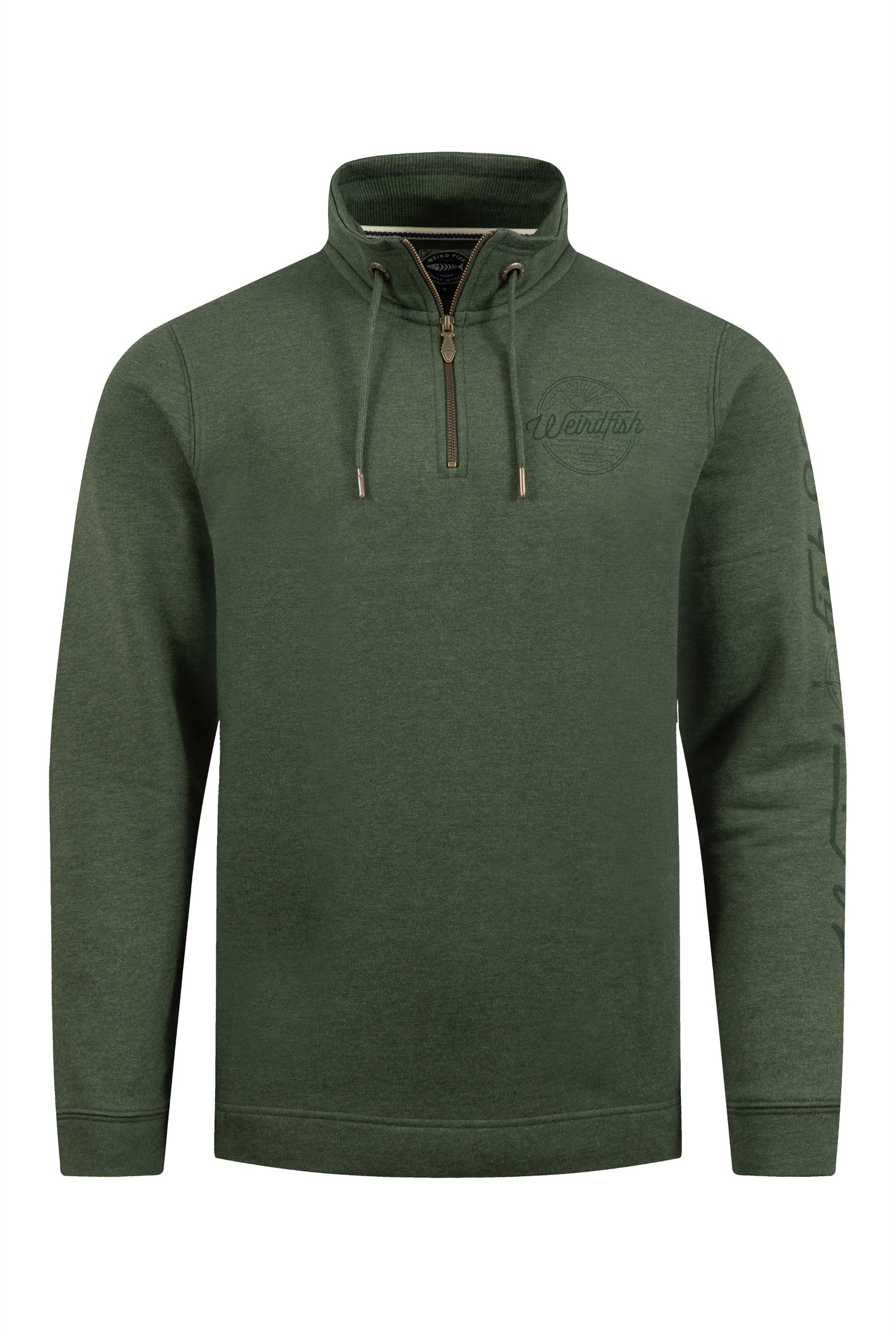 Weird Fish Oakville Graphic 1/4 Zip Sweatshirt Duck Green Size XL