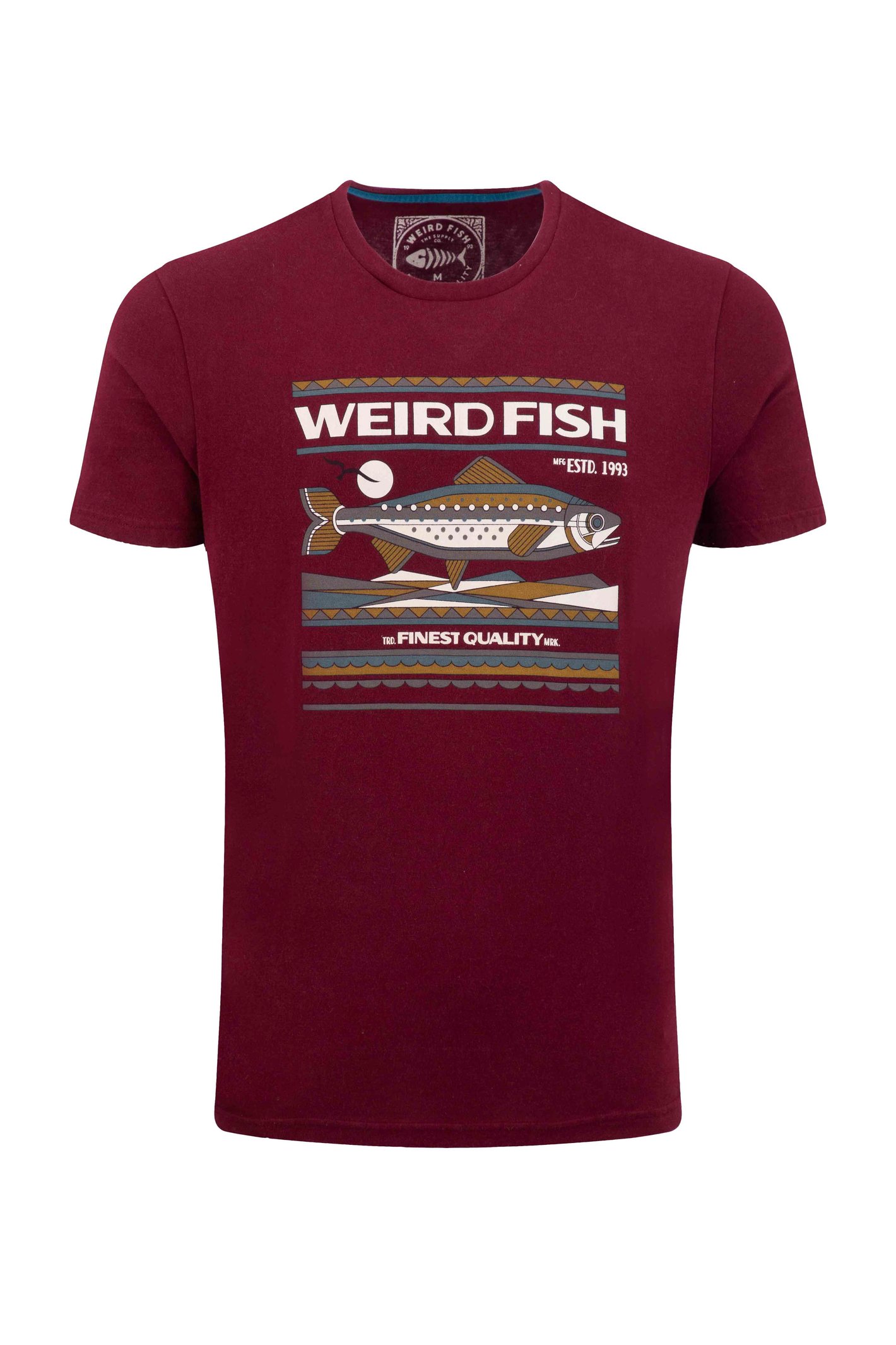 Weird Fish Big Fish Front Print Graphic T-Shirt Deep Crimson Size S