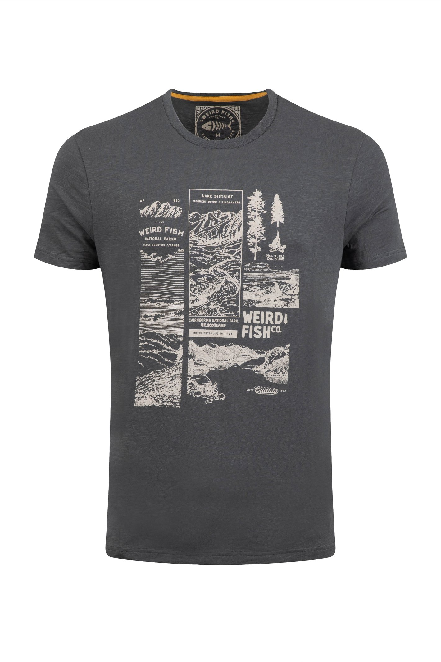 Weird Fish National Parks Front Print Graphic T-Shirt Iron Stone Size S