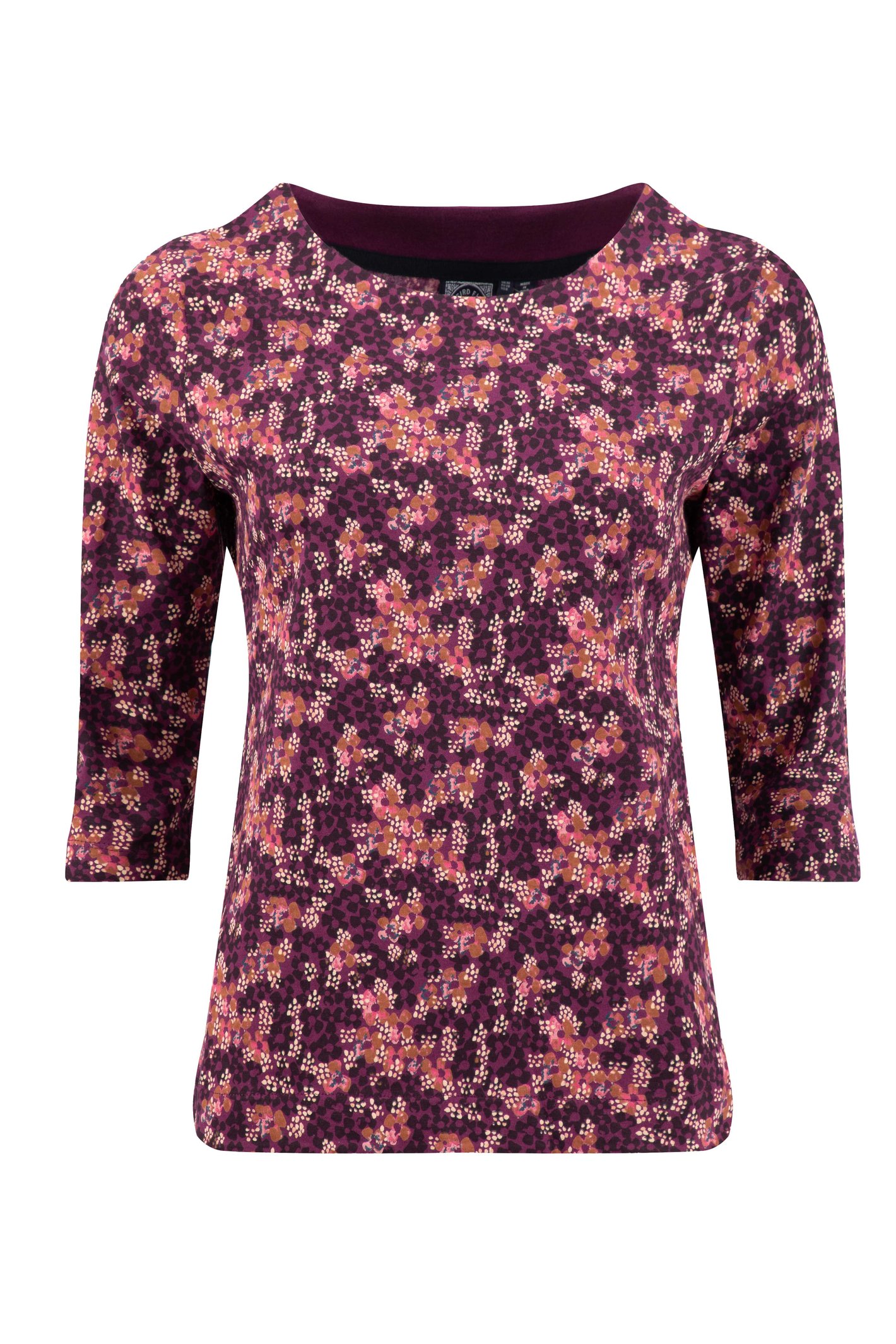 Weird Fish Rachel Printed Jersey T-Shirt Purple Wine Size 16