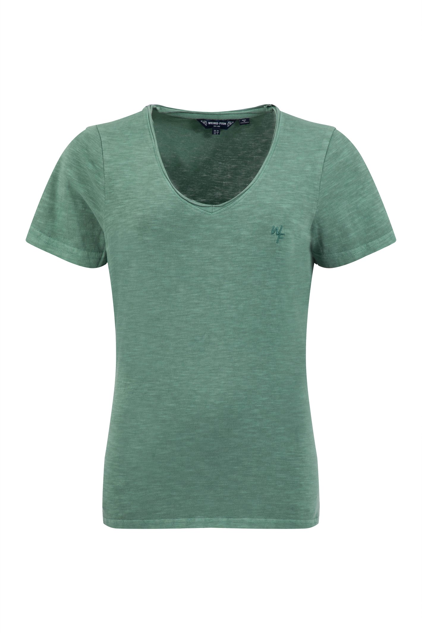 Weird Fish Hailey V-Neck T-Shirt Army Green Size 10