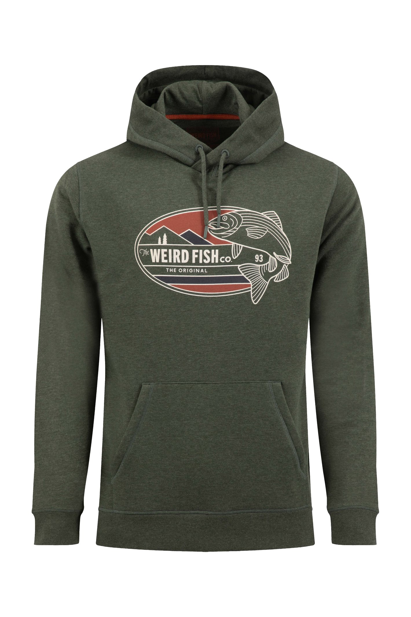 Weird Fish Wills Front Print Graphic Popover Hoodie Duck Green Size 2XL