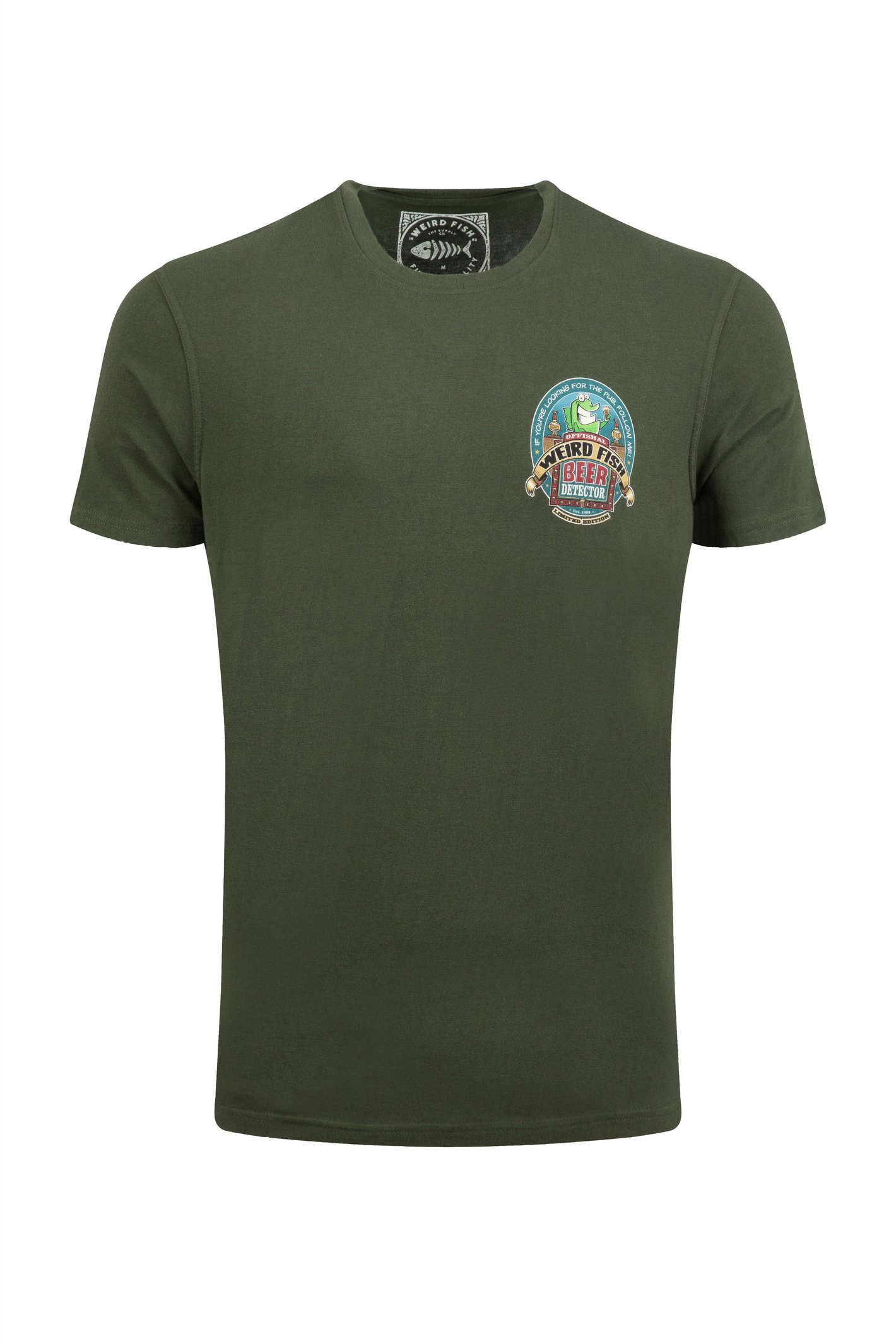 Weird Fish Beer Detector Back Print Artist T-Shirt Duck Green Size 2XL
