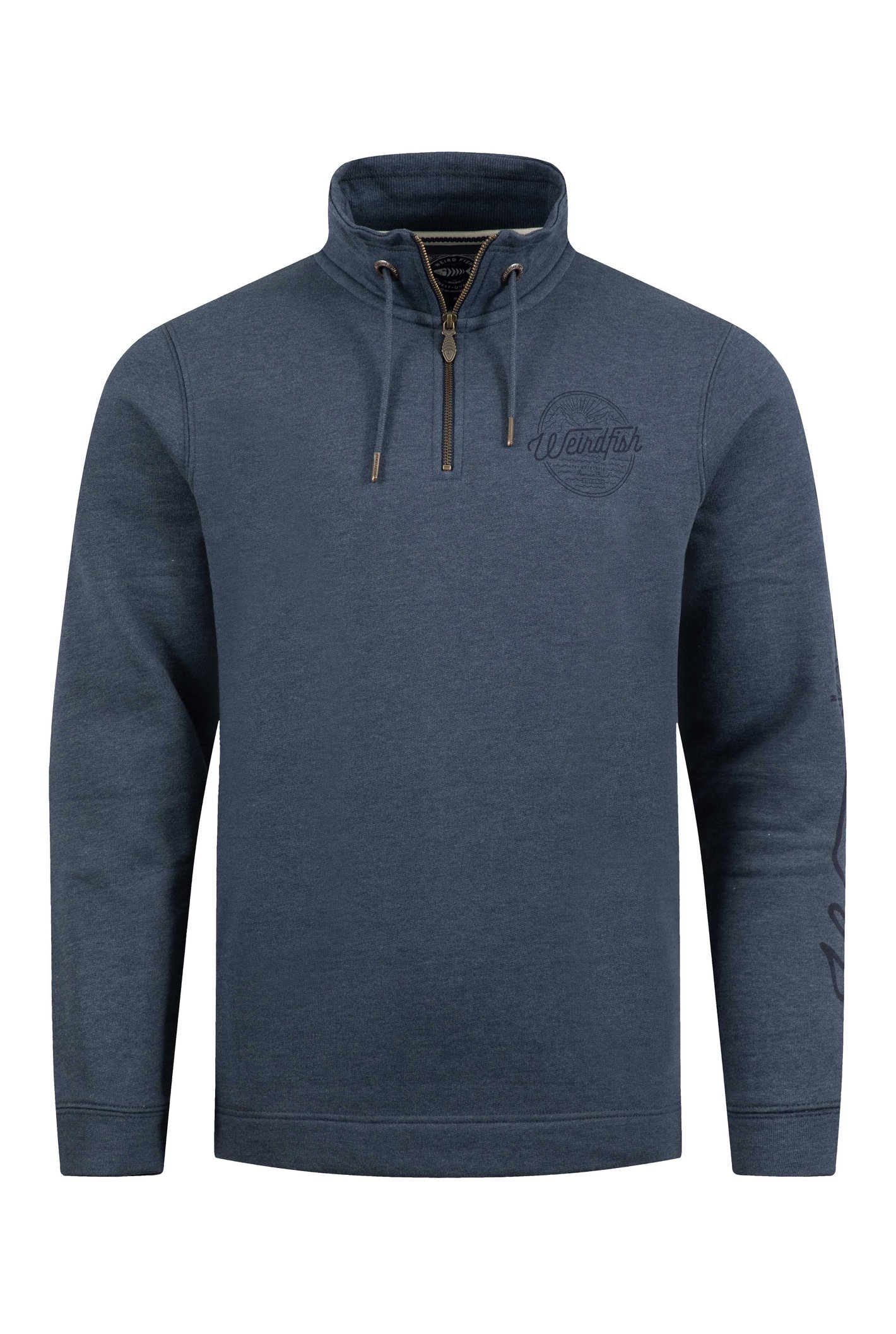 Weird Fish Oakville Graphic 1/4 Zip Sweatshirt Navy Size S