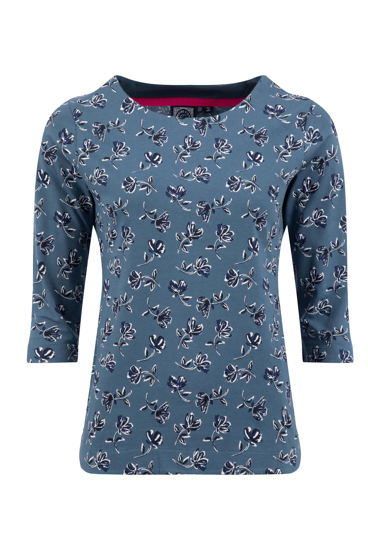 Weird Fish Rachel Printed Jersey T-Shirt Adriatic Blue Size 10
