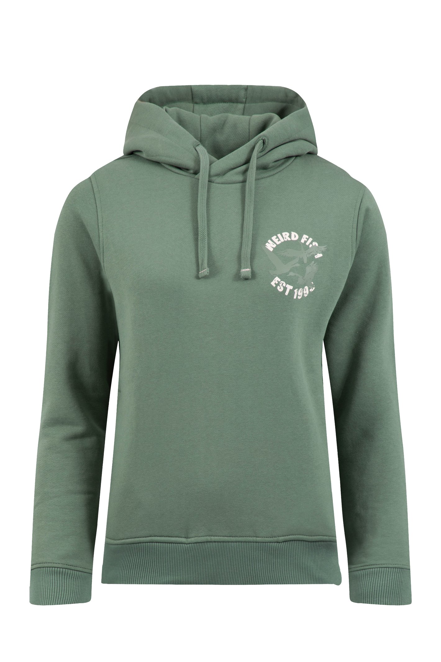 Weird Fish Topaz Front Print Popover Hoodie Military Green Size 8