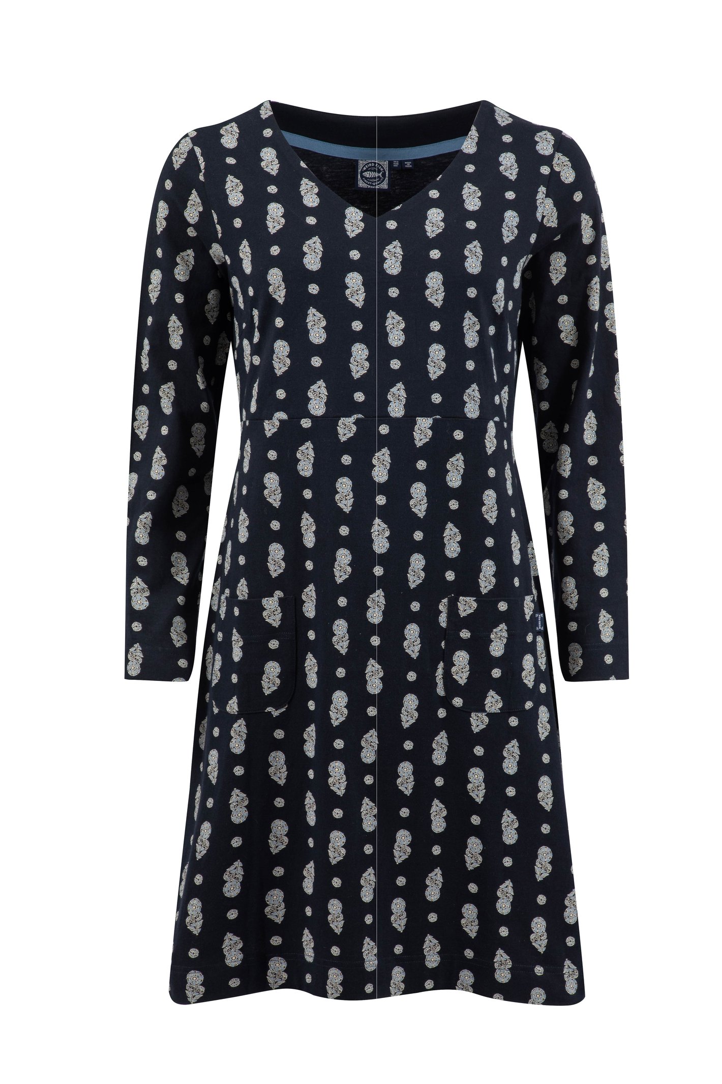 Weird Fish Hope Printed V-Neck Jersey Dress Twilight Size 8