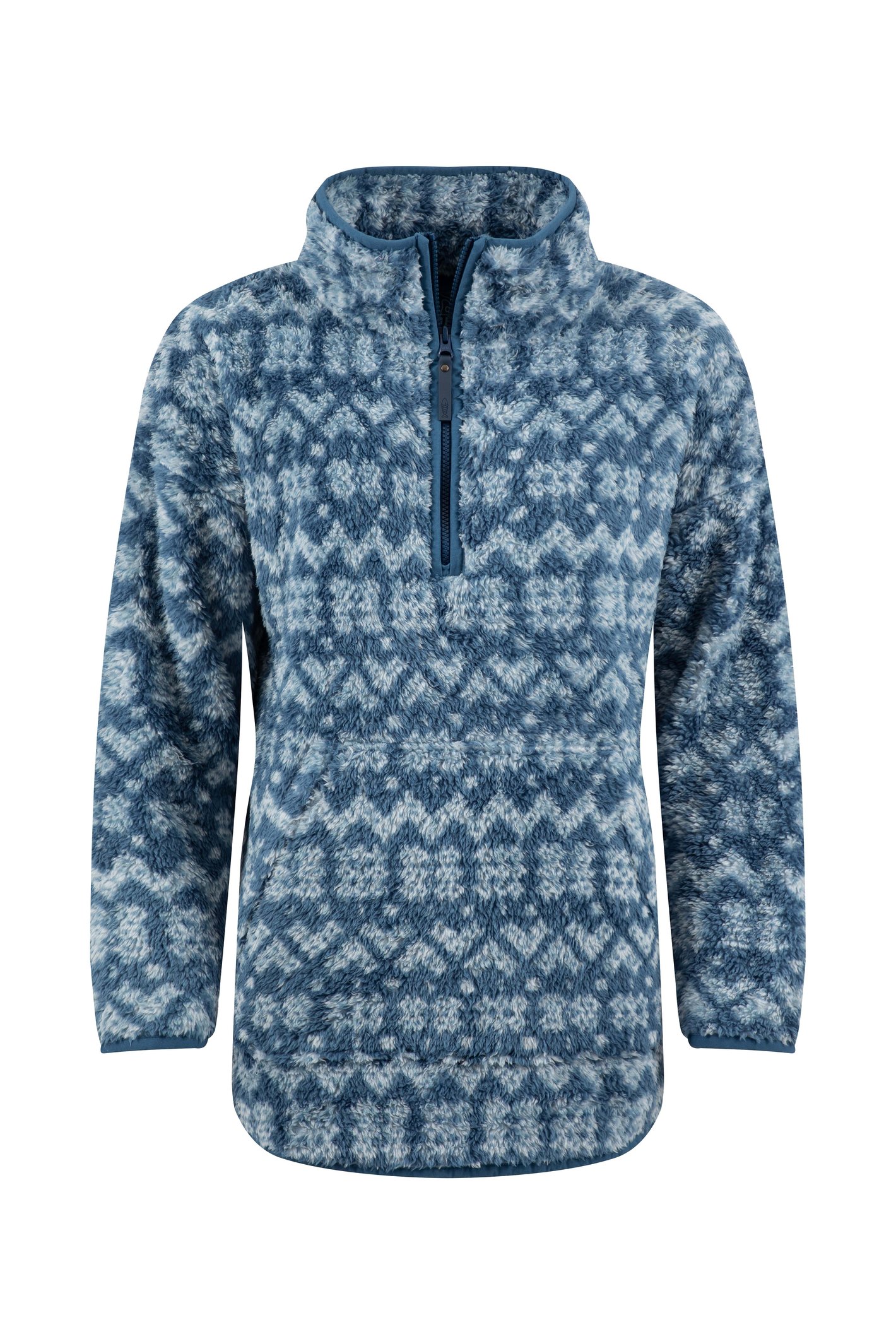 Weird Fish Pikard 1/4 Zip Printed Cosy Fleece Light Blue Size 10