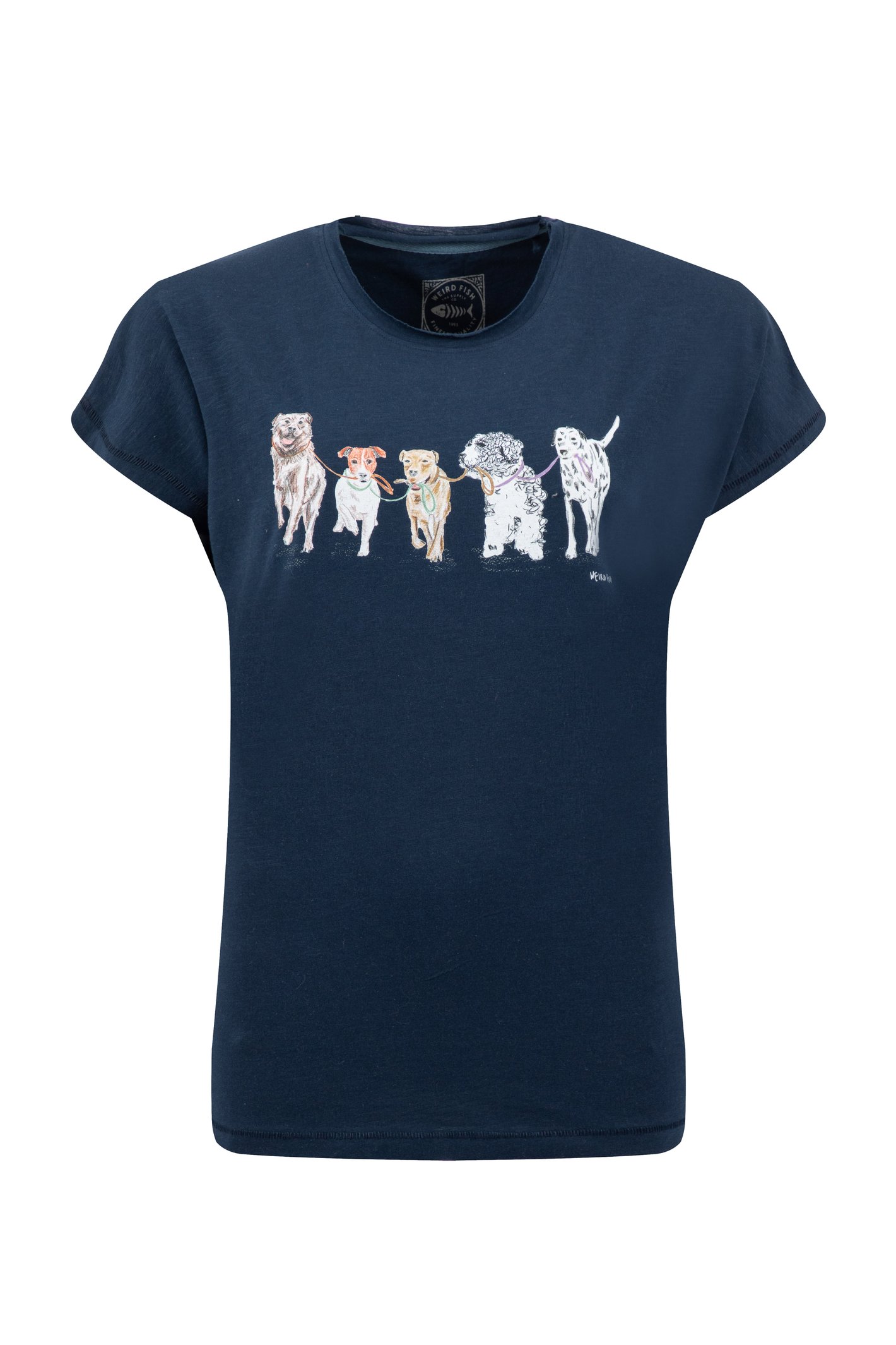 Weird Fish Take the Lead Front Print Graphic T-Shirt Navy Size 10