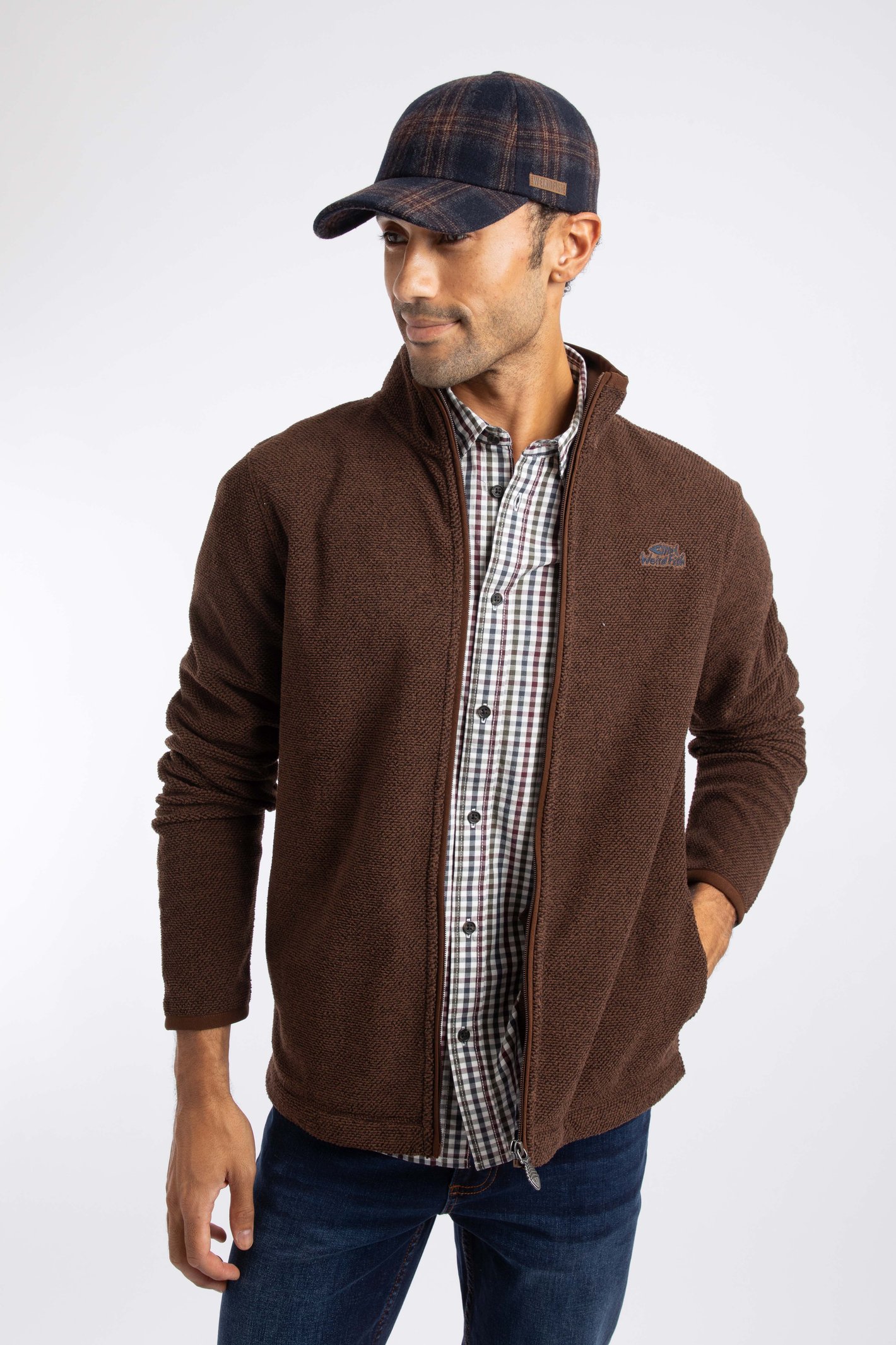 Weird Fish Merrill Full Zip Textured Fleece Chocolate Size M