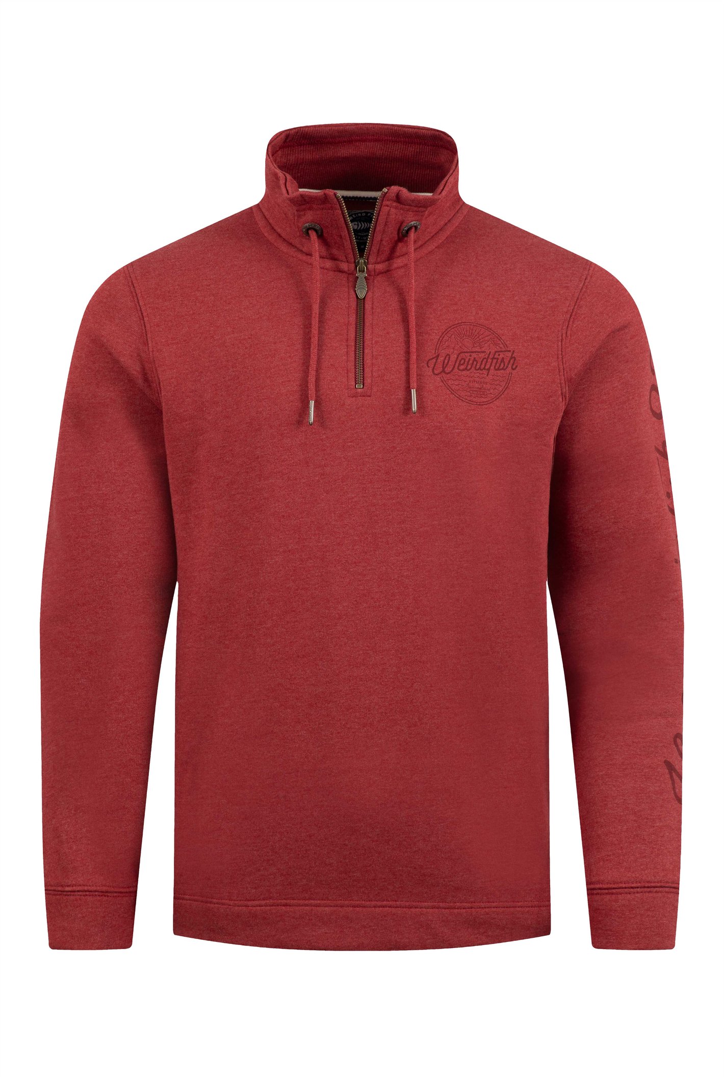Weird Fish Oakville Graphic 1/4 Zip Sweatshirt Barn Red Size XL