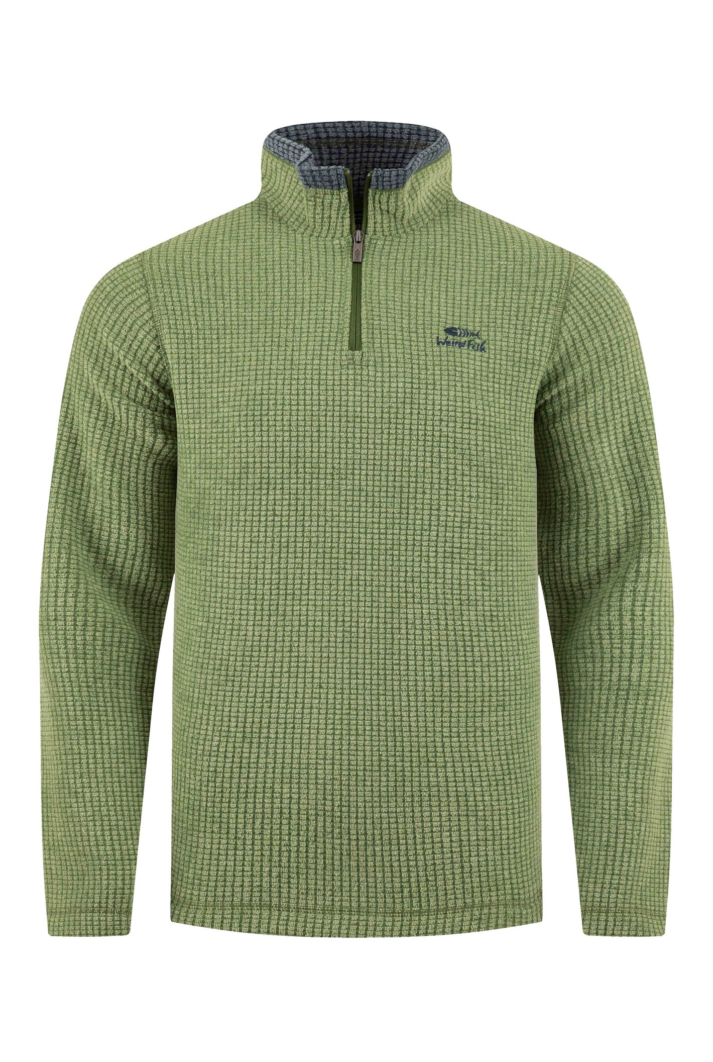 Weird Fish Newark 1/4 Zip Grid Fleece Irish Moss Size L