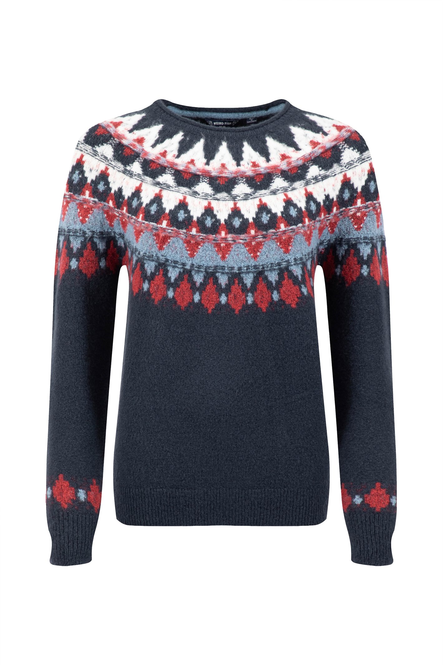 Weird Fish Lowell Fair Isle Jumper Navy Size 8