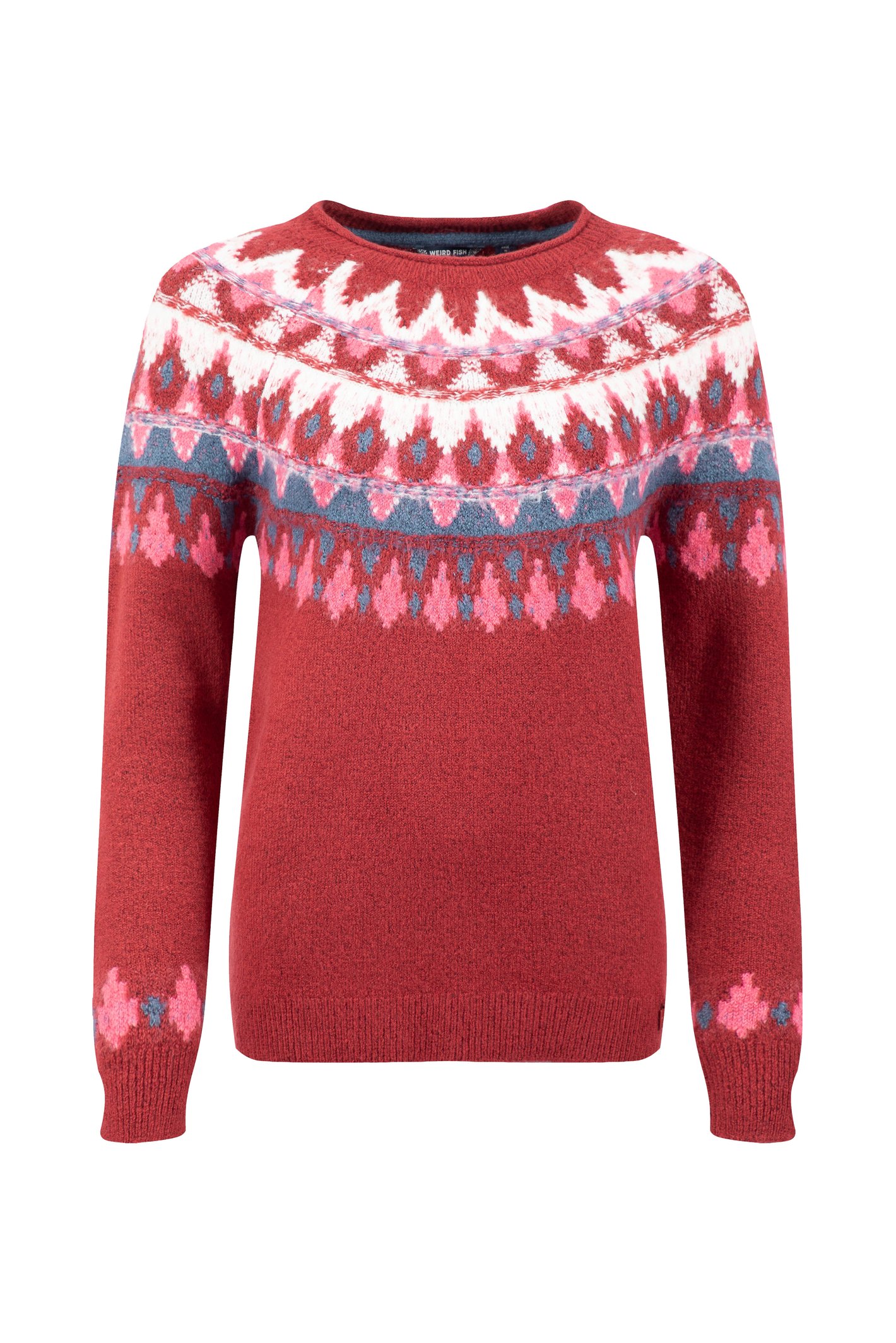 Weird Fish Lowell Fair Isle Jumper Rhubarb Size 8