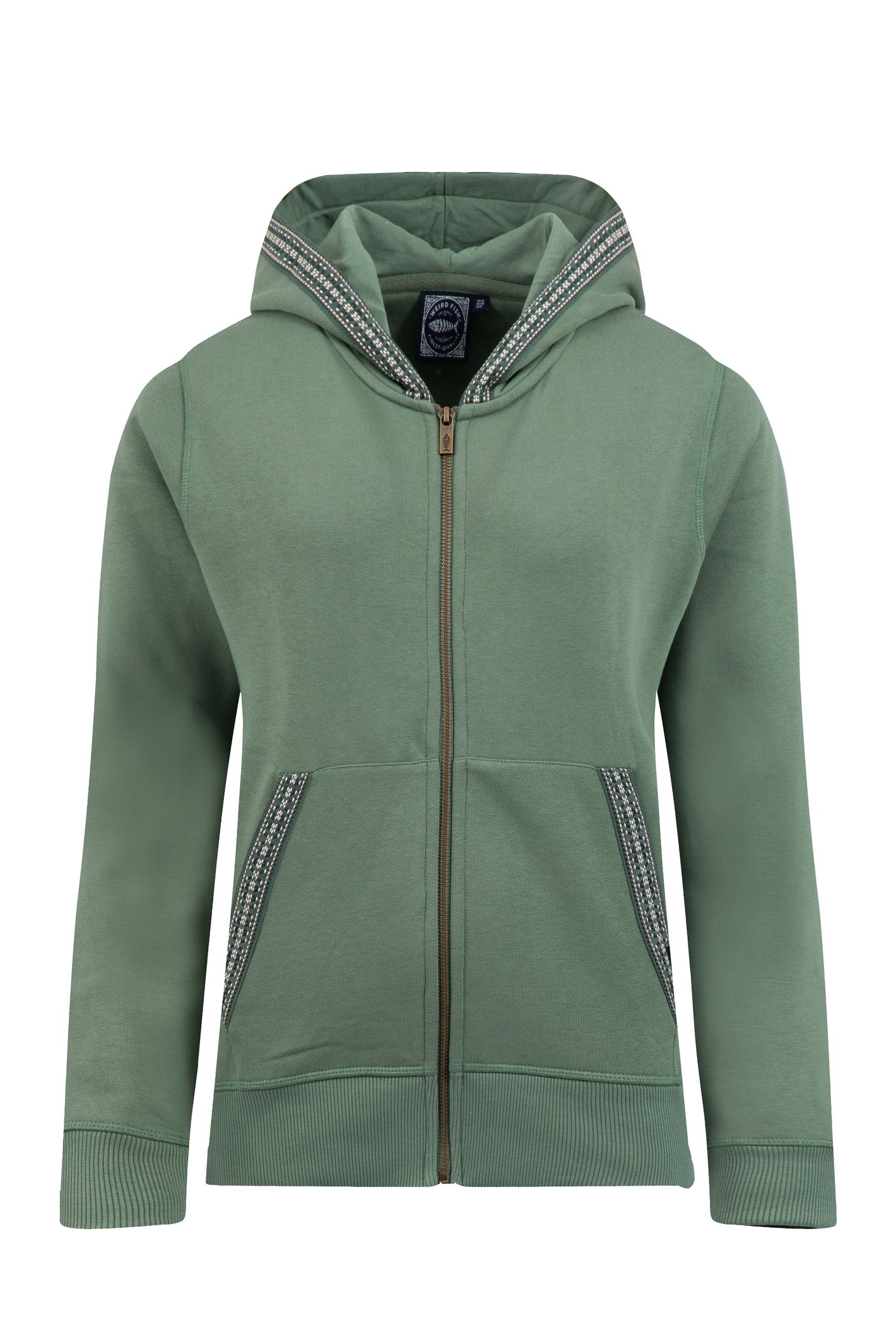 Weird Fish Evrett Full Zip Hoodie Sweatshirt Military Green Size 10