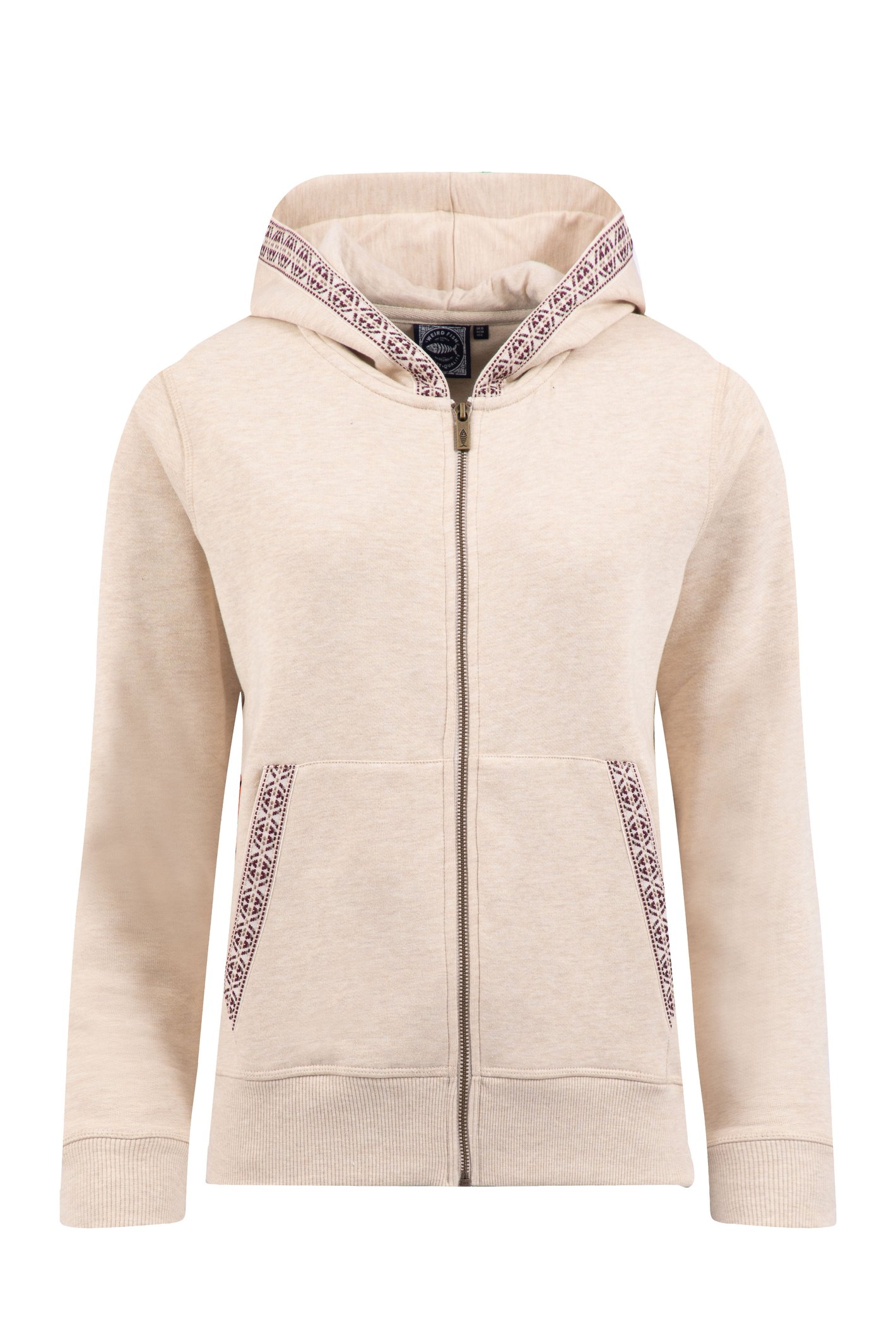 Weird Fish Evrett Full Zip Hoodie Sweatshirt Mocha Size 22