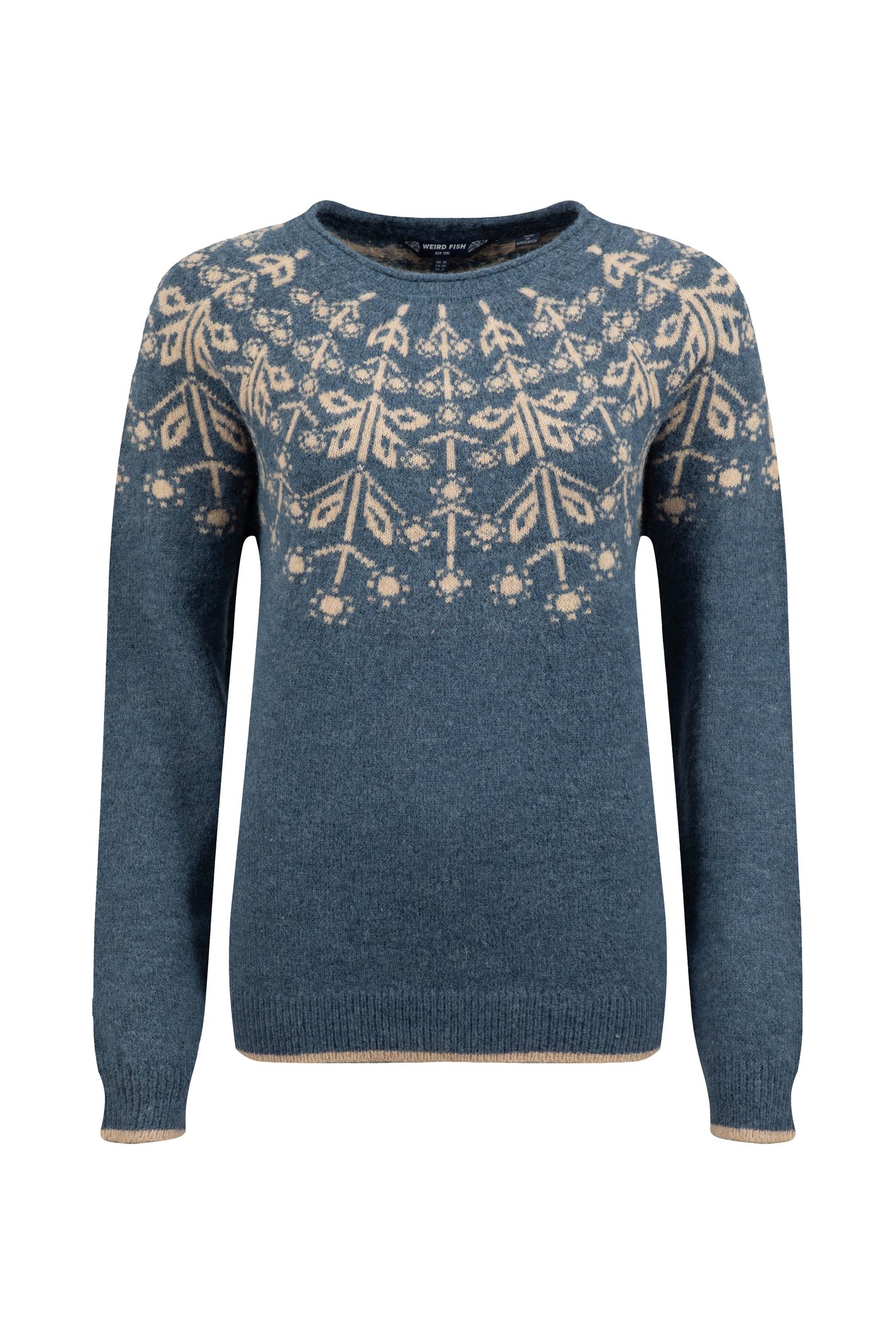 Weird Fish Miska Fair Isle Jumper Ash Blue Size 8