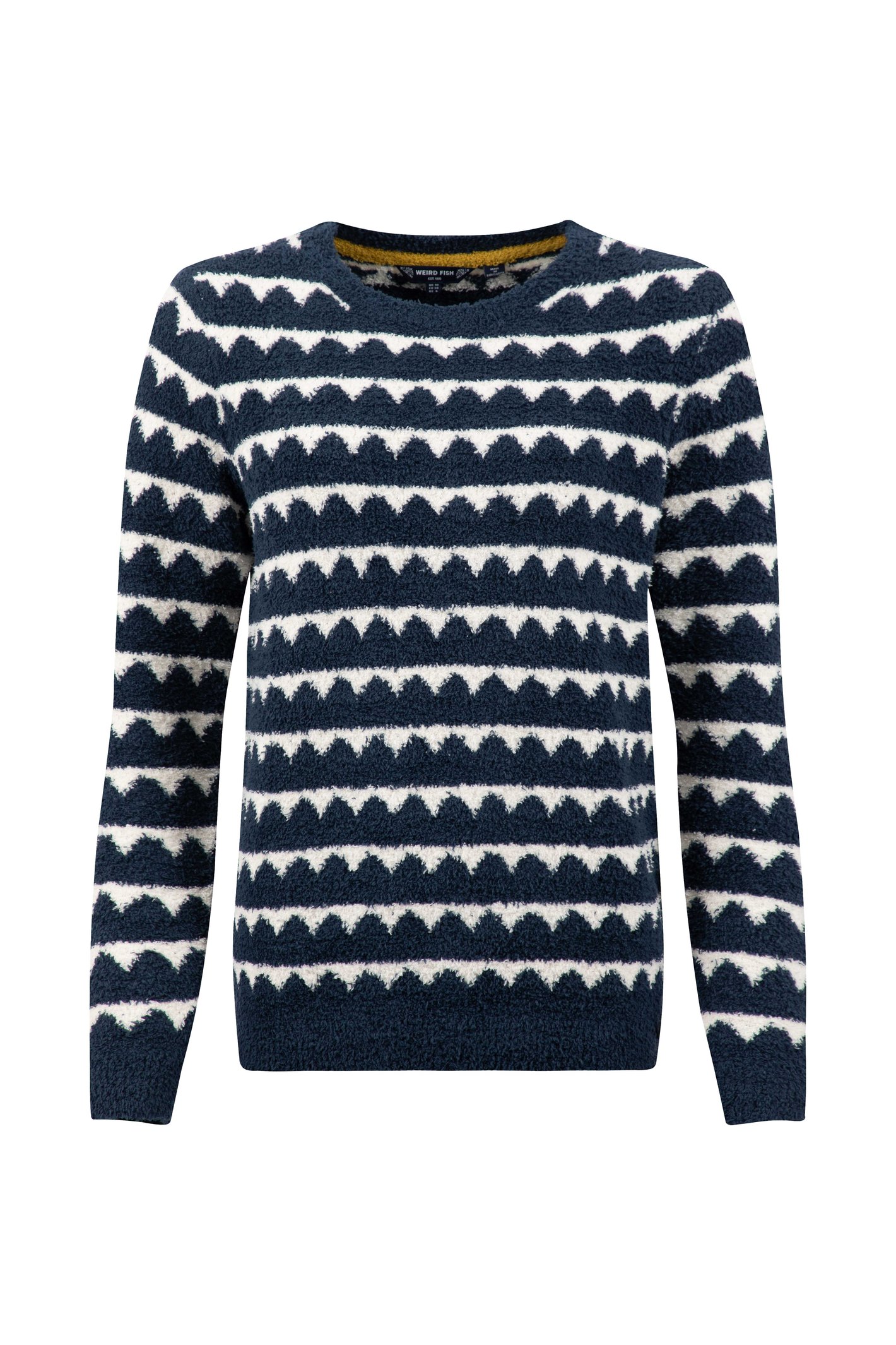Weird Fish Tyla Cosy Patterned Knit Jumper Navy Size 10