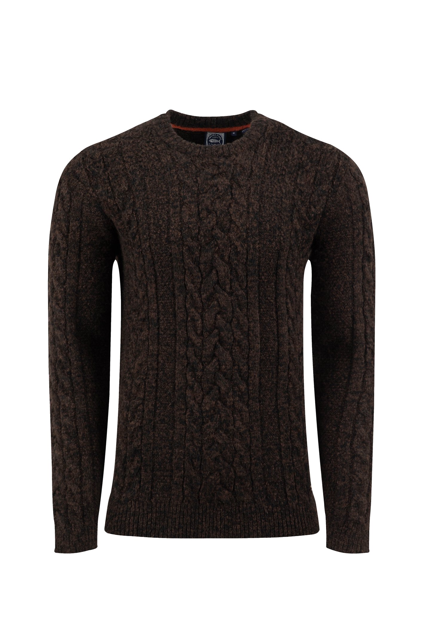 Weird Fish Alford Cable Knit Crew Neck Jumper HotChocolate Size 3XL
